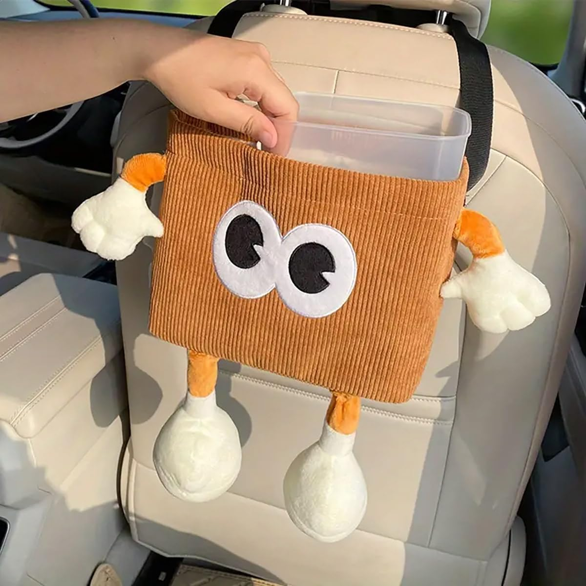 AIMALL Multi-Function Car Storage Box, 2-In-1 Tissue Box and Trash Can, Creative Car Accessories, Size: 9.45" X 7.48" image number 6