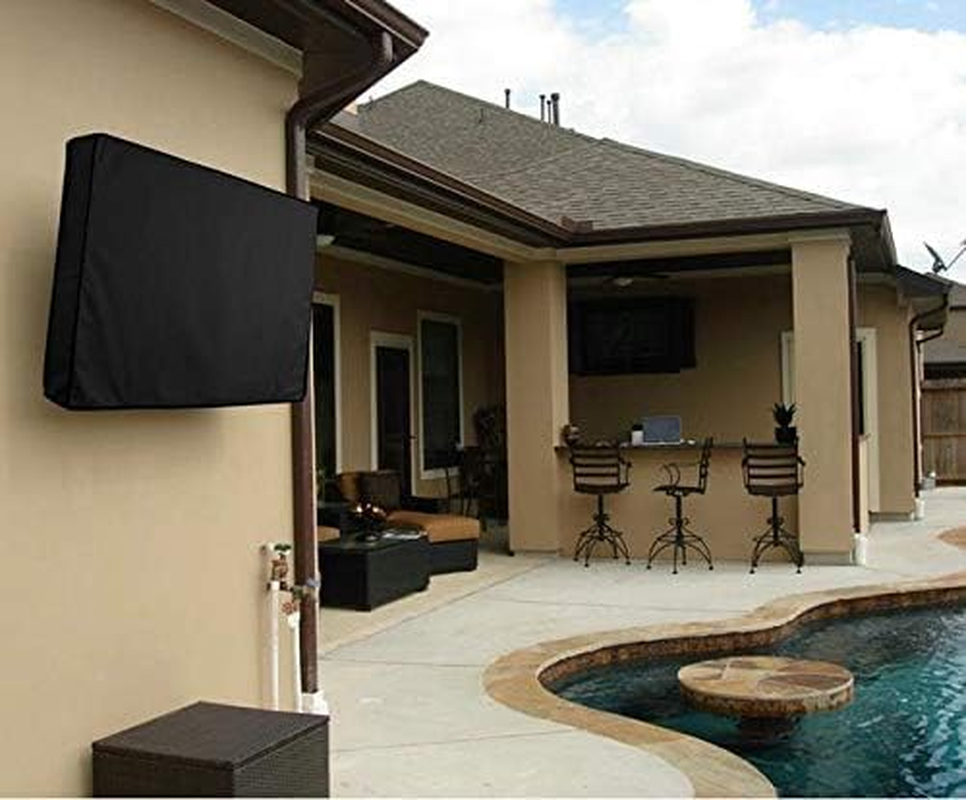Outdoor TV Cover Waterproof UV Flat Screen Protection Cover for 22&rdquo; to 75&rdquo; TV Indoor Dust-Proof UCARE Furniture Cover Fits Most Mounts and Brackets Black (60-65&rdquo;) image number 3