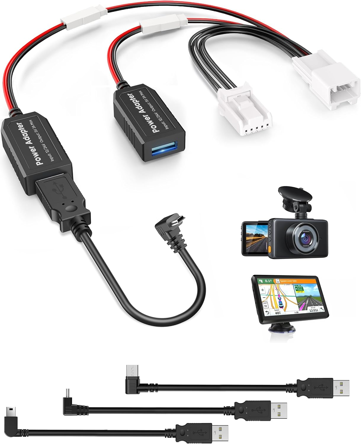 Dashcam Power Adapter,(5P Type E) Fit Subaru Ascent/Crosstrek/Forester/Impreza/Legacy/Outback/Wrx,Connect to Auto-Dimming Rearview Mirror,Power Adapter Charging Cable for GPS Dash Cam Mirror Camera image number 1