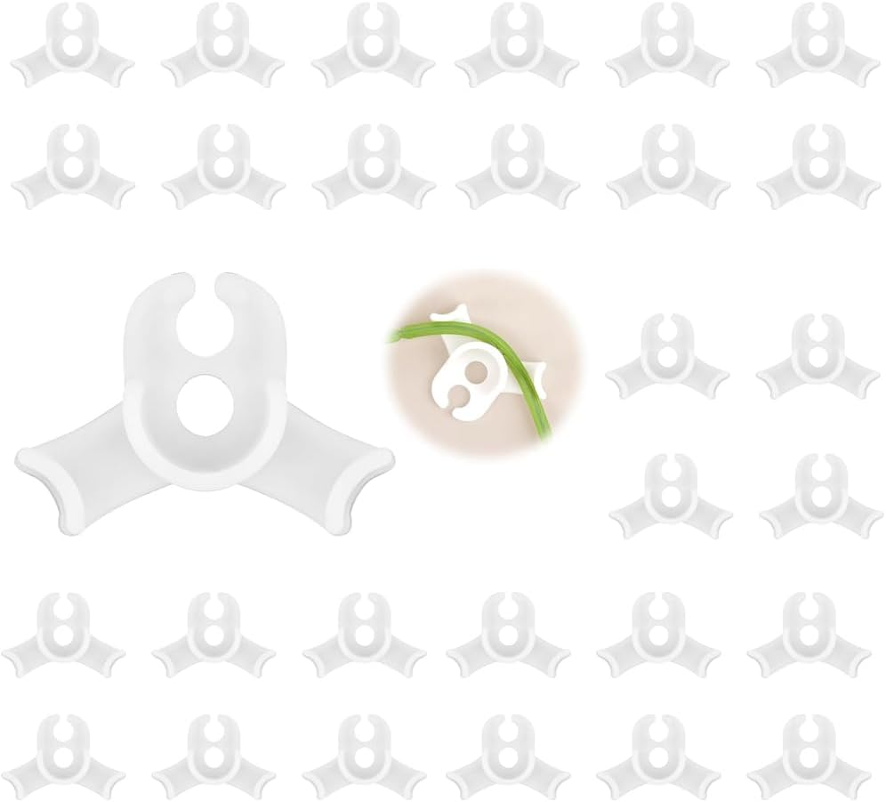 FUNNTY 30 Pcs 90 Degree Plant Training Clips,Bud Plant Bender Plant Training Clips,Lst Clips for Low Stress Training Plant Stem Support,Plant Gardening,90 Degree Angle Plant Clips(Circle Style,White) image number 1