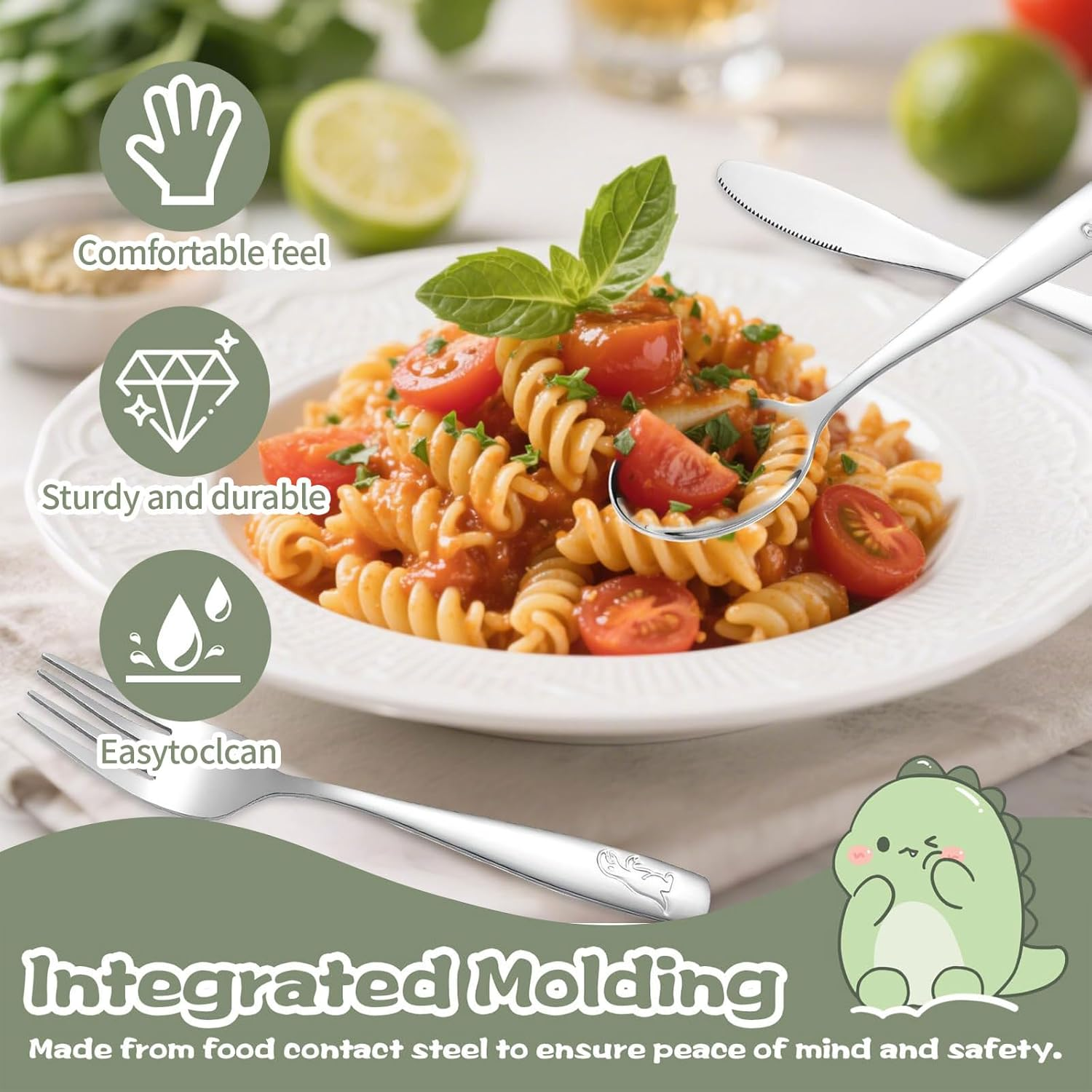 15Pcs Kids Toddler Cutlery Set, Stainless Steel Kids Fork Spoon and Cutter Set, Baby Knife Spoon, Kids Flatware Set Dishwasher Safe for Children Toddler image number 5