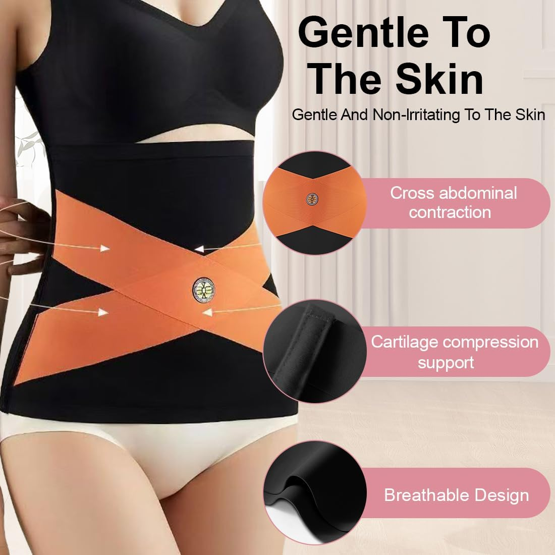 CATOR Abdominal Belt after Birth, Abdominal Band after Birth for Women, Abdominal Belt after Birth, Cesarean Section Rectus Diastasis, Belly Belt after Cesarean Section - Black