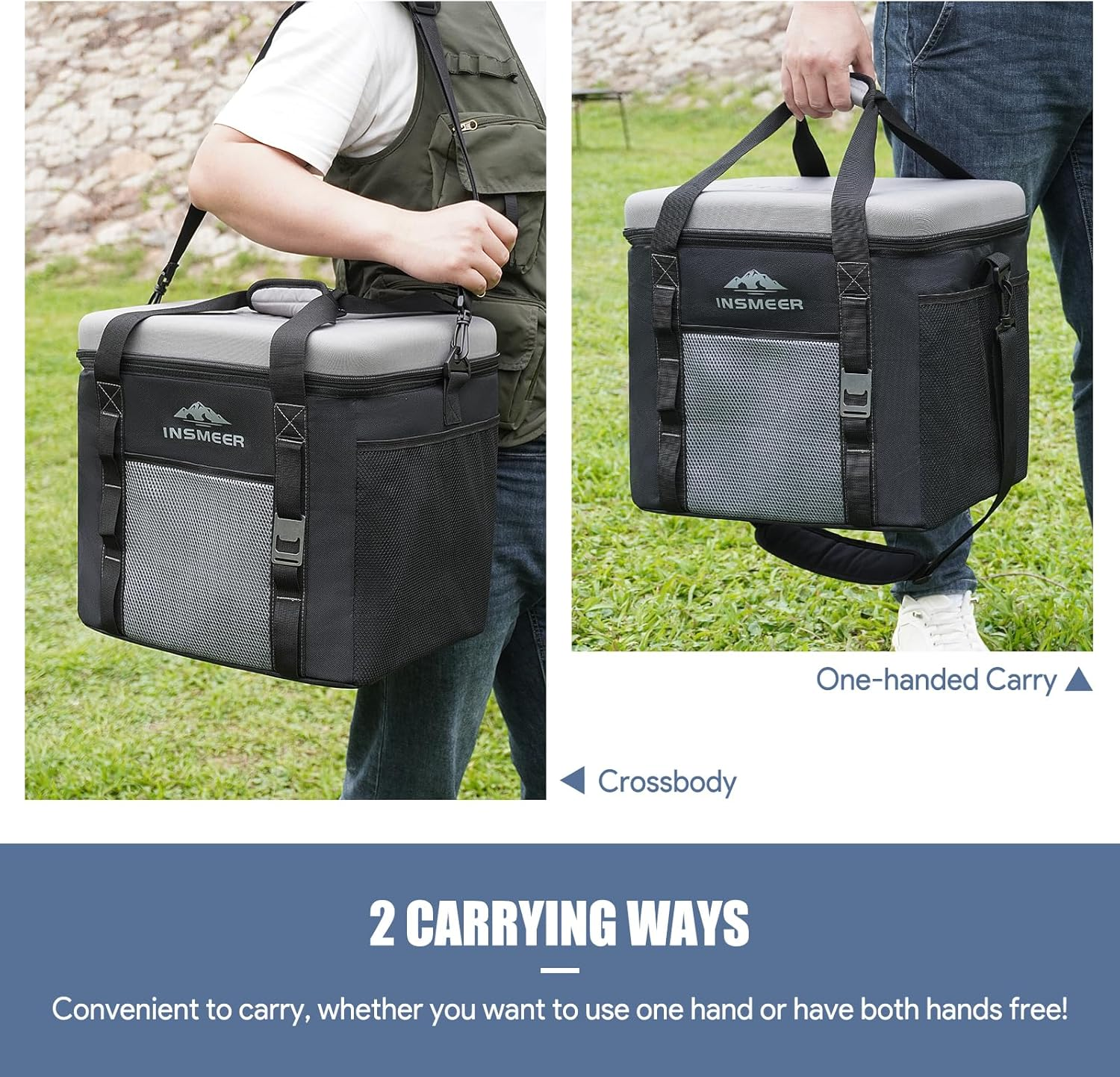 INSMEER Cooler Bag 40L, Large Cooler Bags Insulated with Hard Lid, Soft Cooler Bag Leakproof/Collapsible/Portable Cooler Backpack,With Bottle Opener, Suitable for Beach Camping Picnics image number 6