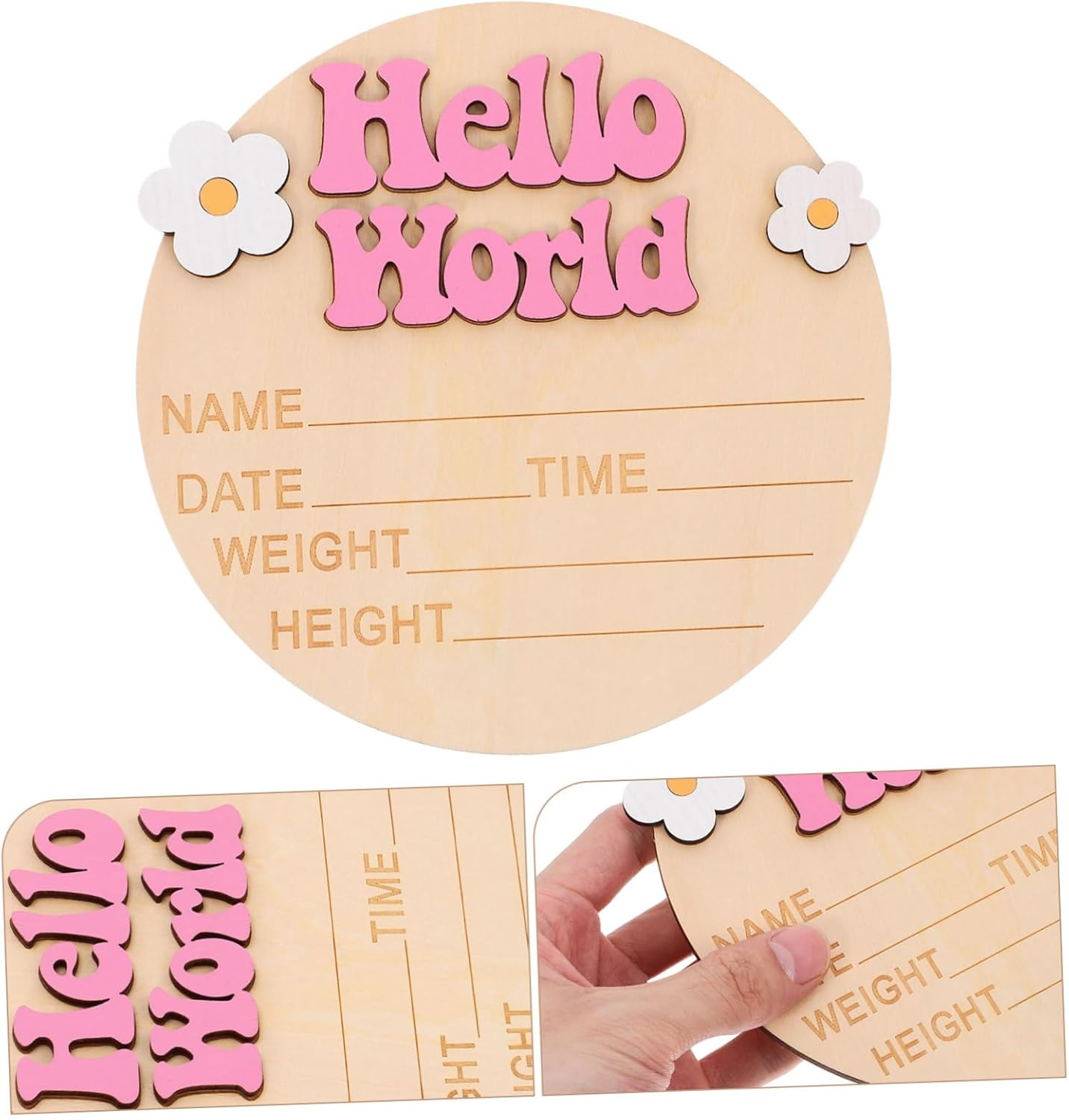 Birth Announcement Sign Newborn Name Photo Prop Nursery Milestone Plaque Pink Newborn Welcome Celebration