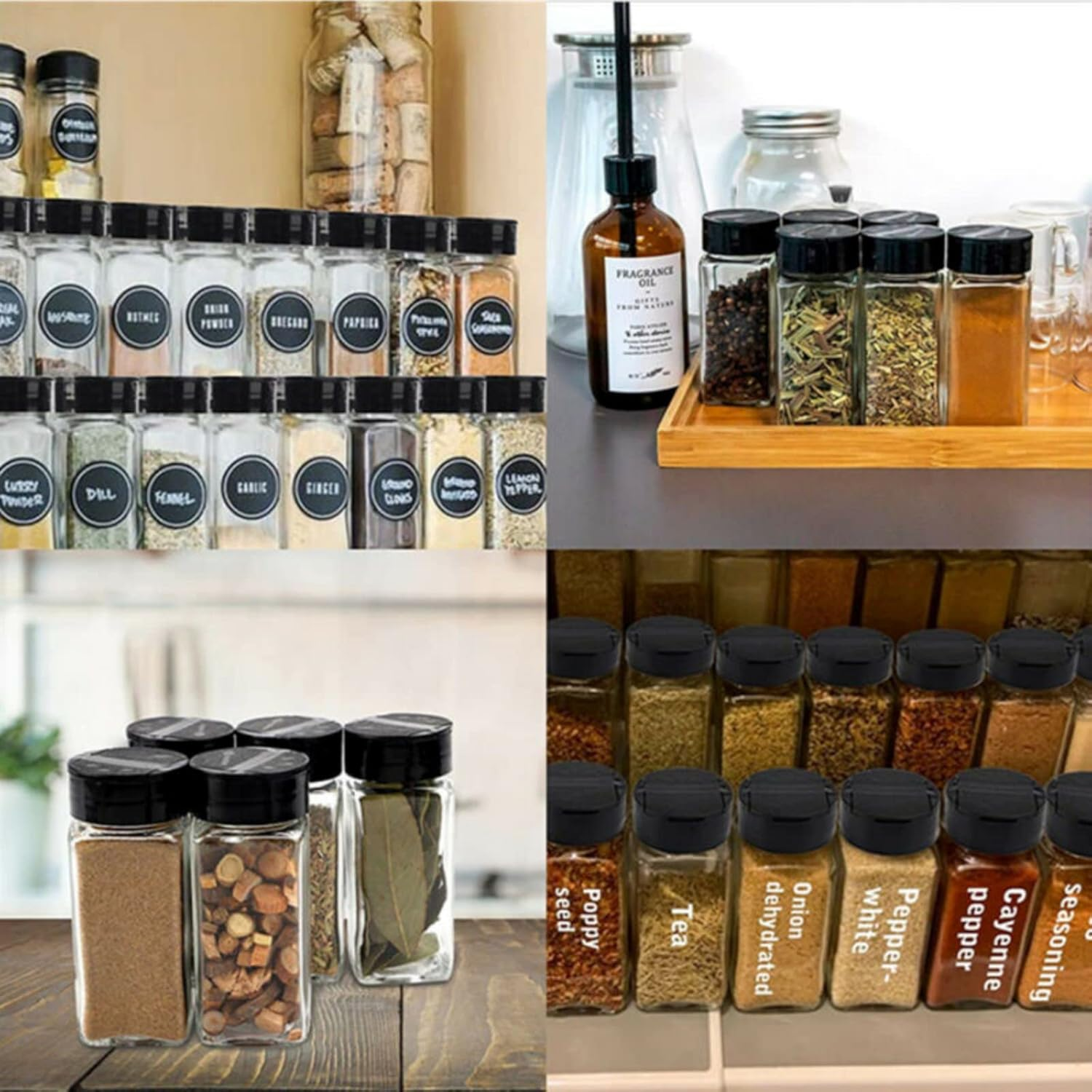 Veonly 24Pcs Square Glass Spice Jars Clear Spice Jars with Lids Labels Funnel Brush,1Pcs Silicone Collapsible ​Funnel Test Tube Brush Chalk Marker image number 6