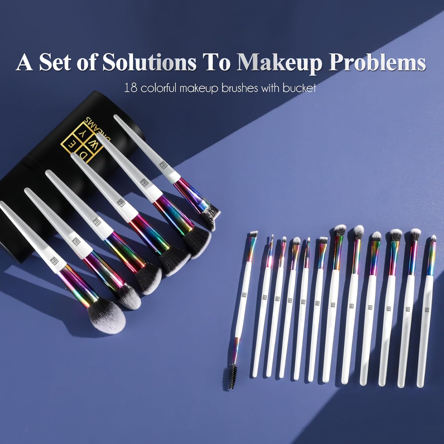 DEWYDREAMS Makeup Brush Set 18 Pcs Premium Synthetic Foundation Powder Concealers Eye Shadows Blush Makeup Brushes with Black Case image number 1
