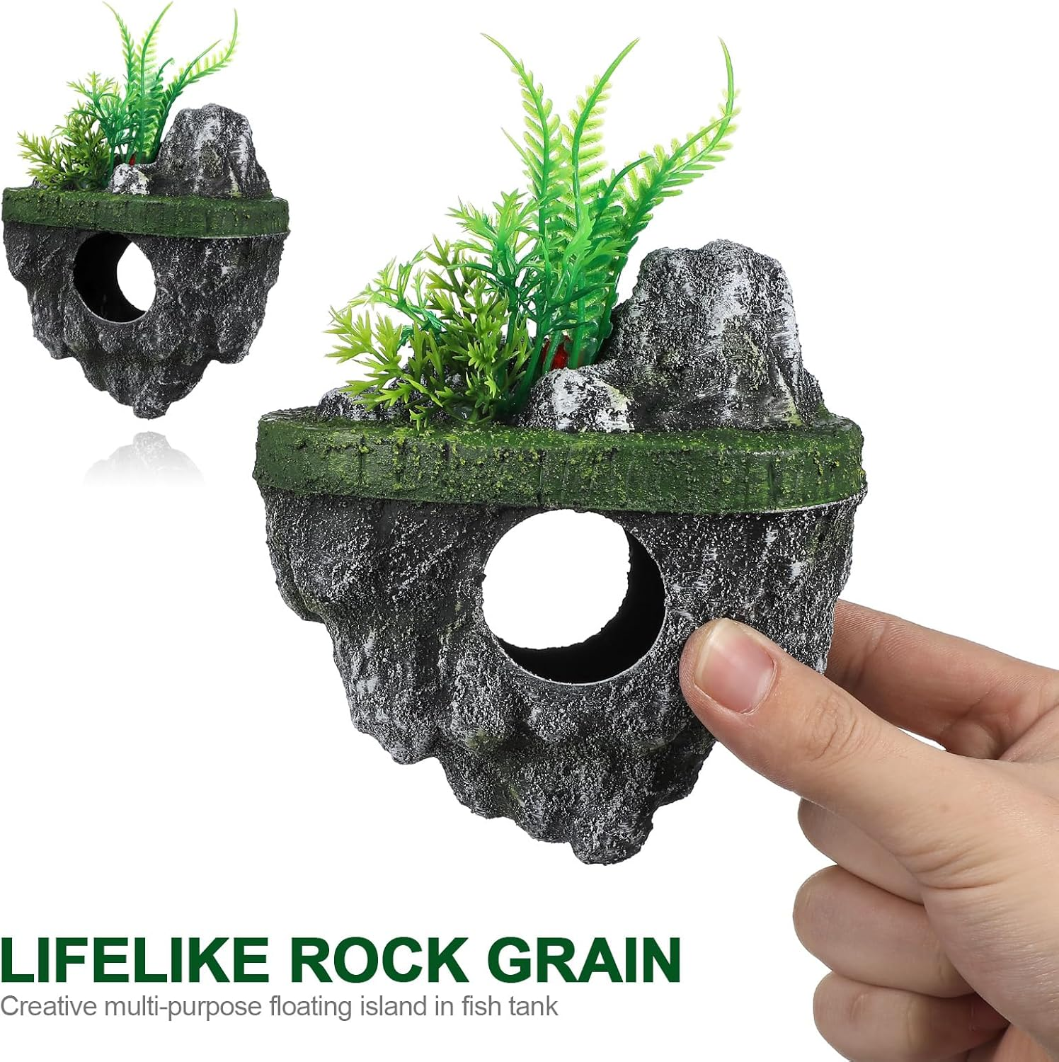 MHFOOU Floating Stone Aquarium Decoration, Realistic Rock Fish Tank Ornament Artificial Resin Suspended Stone Decor for Aquascaping, Resin Landscaping Decor image number 1