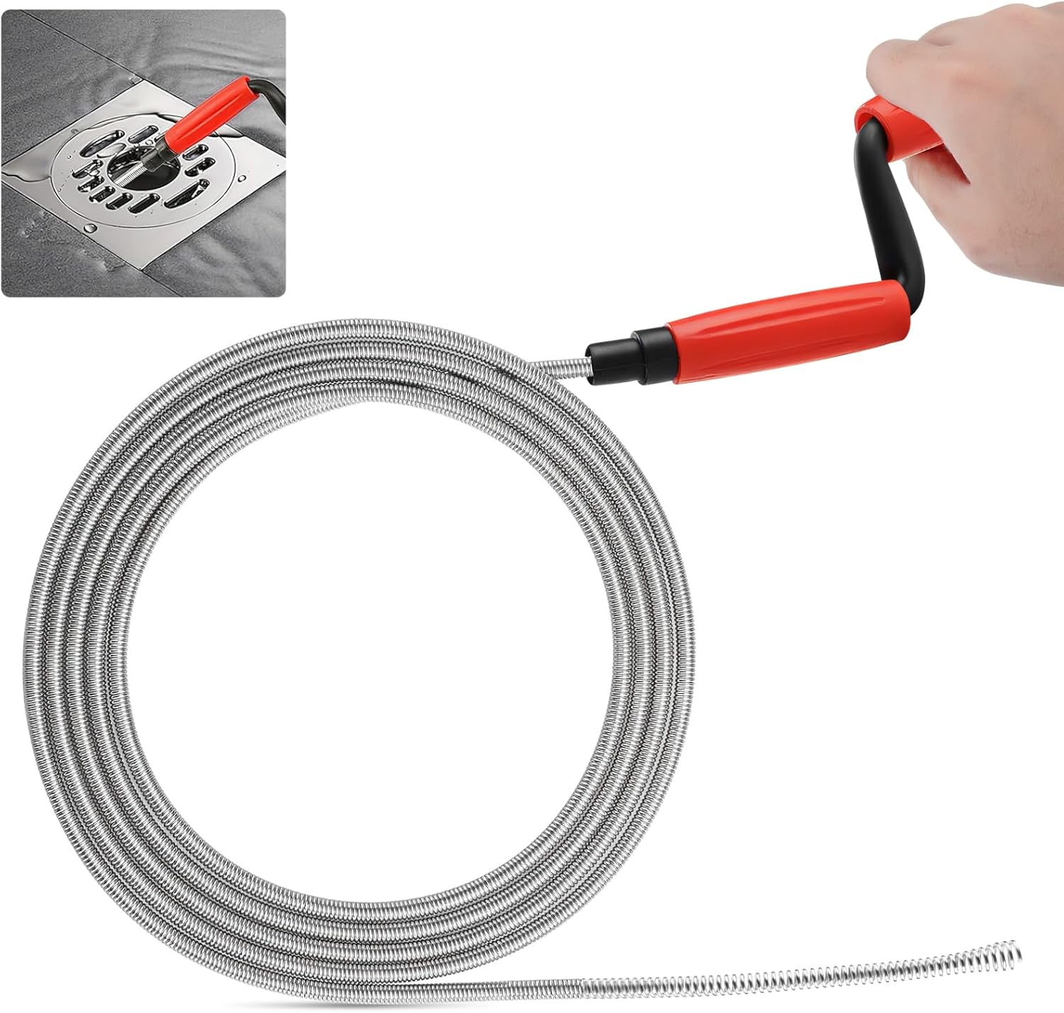 Pipe Cleaning Shafts 5 Meter Spiral Drain Cleaner with Drill Manual Operation Suitable for Sinks, Bathtubs, Toilets and Shower Rooms image number 4