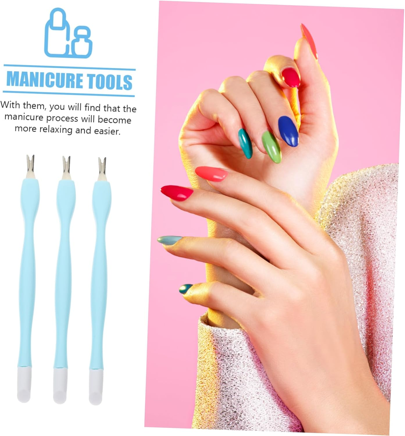 AUTSUPPL 15Pcs Dead Skin Forks Manicure Tools for Nail Art Cuticle Removers Dual Head Design for Easy Dead Skin Removal and Nail Cleaning