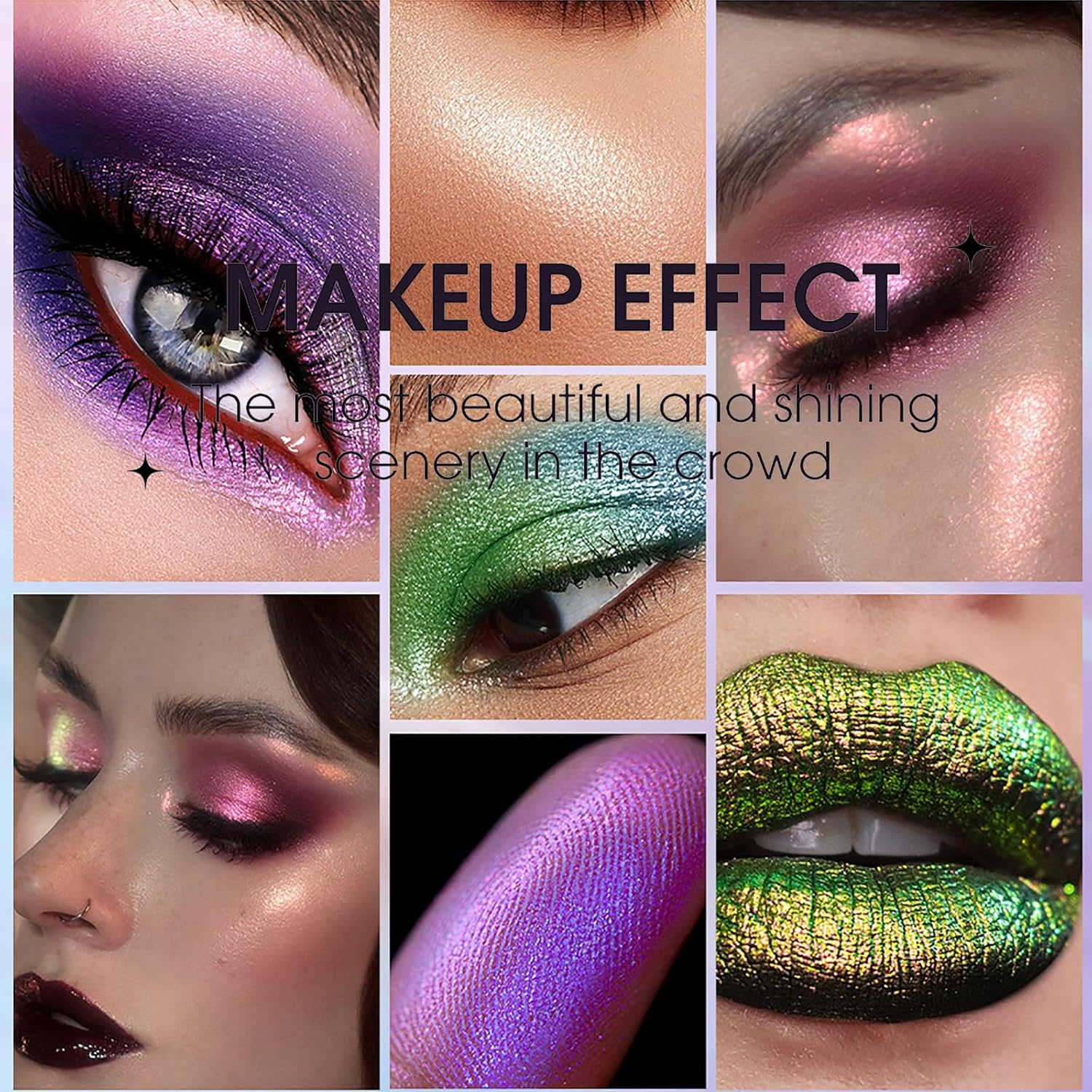 Roseflower 12 Pcs Liquid Glitter Eyeshadow Makeup Set, Metallic Shimmer Glitter Eyeshadow Sweatproof Makeup Set, Glitter All Highly Pigmented Blending Powder, Purple Green Series Liquid Eyeshadow image number 3