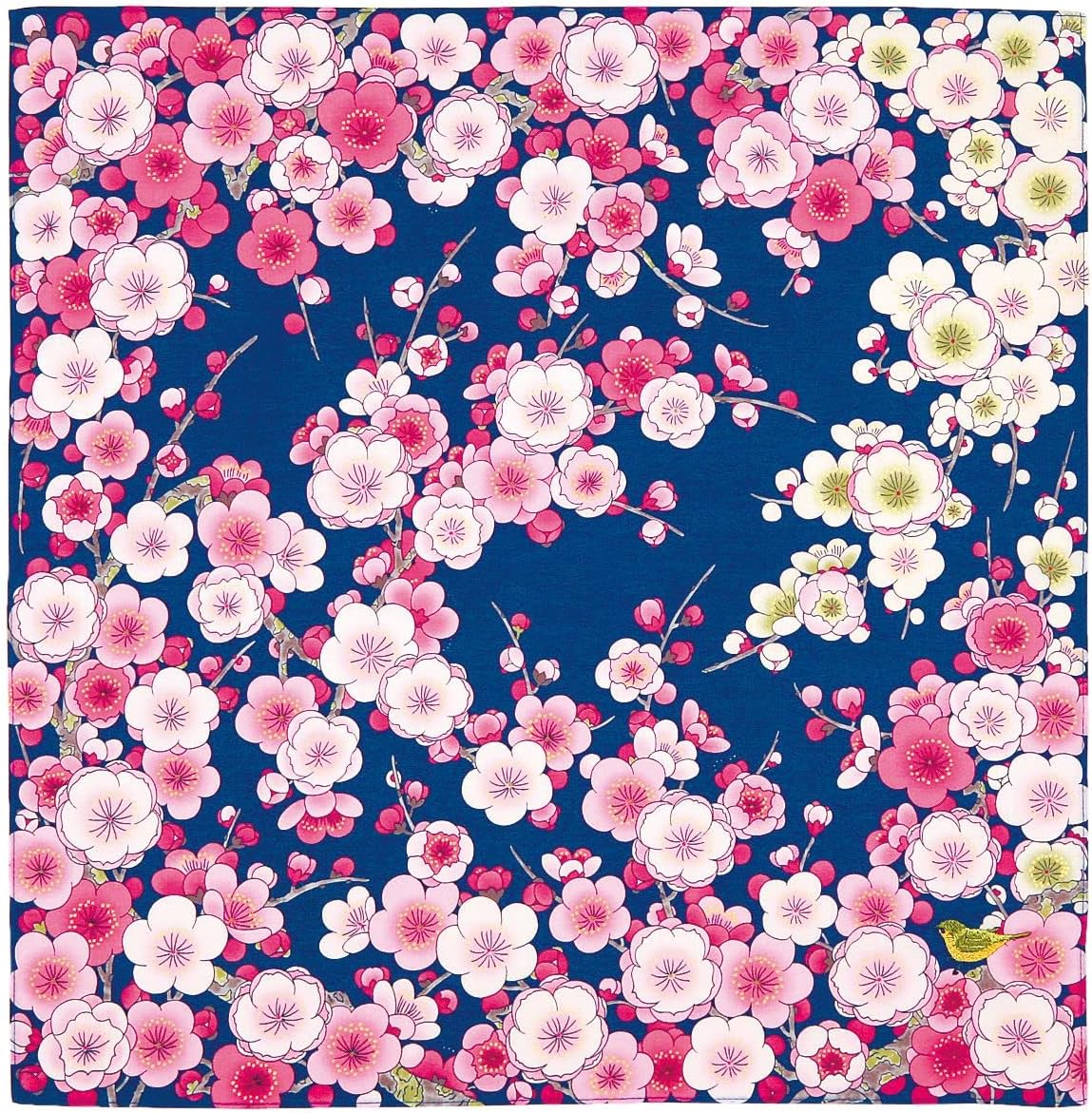 Yamamoto Jin Shoten En.Gawa. Embroidered Handkerchief, Plum B-Con, 1811-B, Floral Pattern, Made in Japan