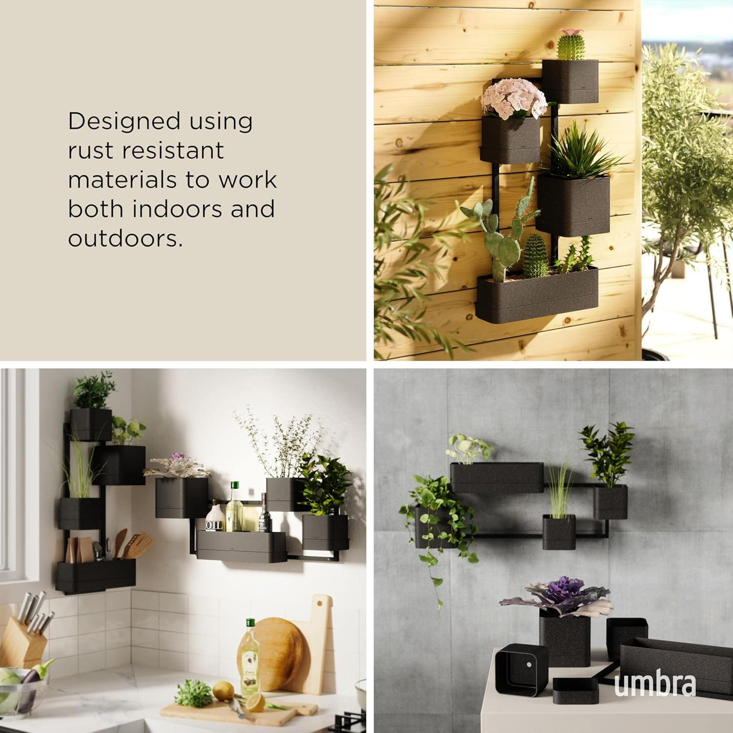 UMBRA Cubiko Wall Planter, Black image number 6