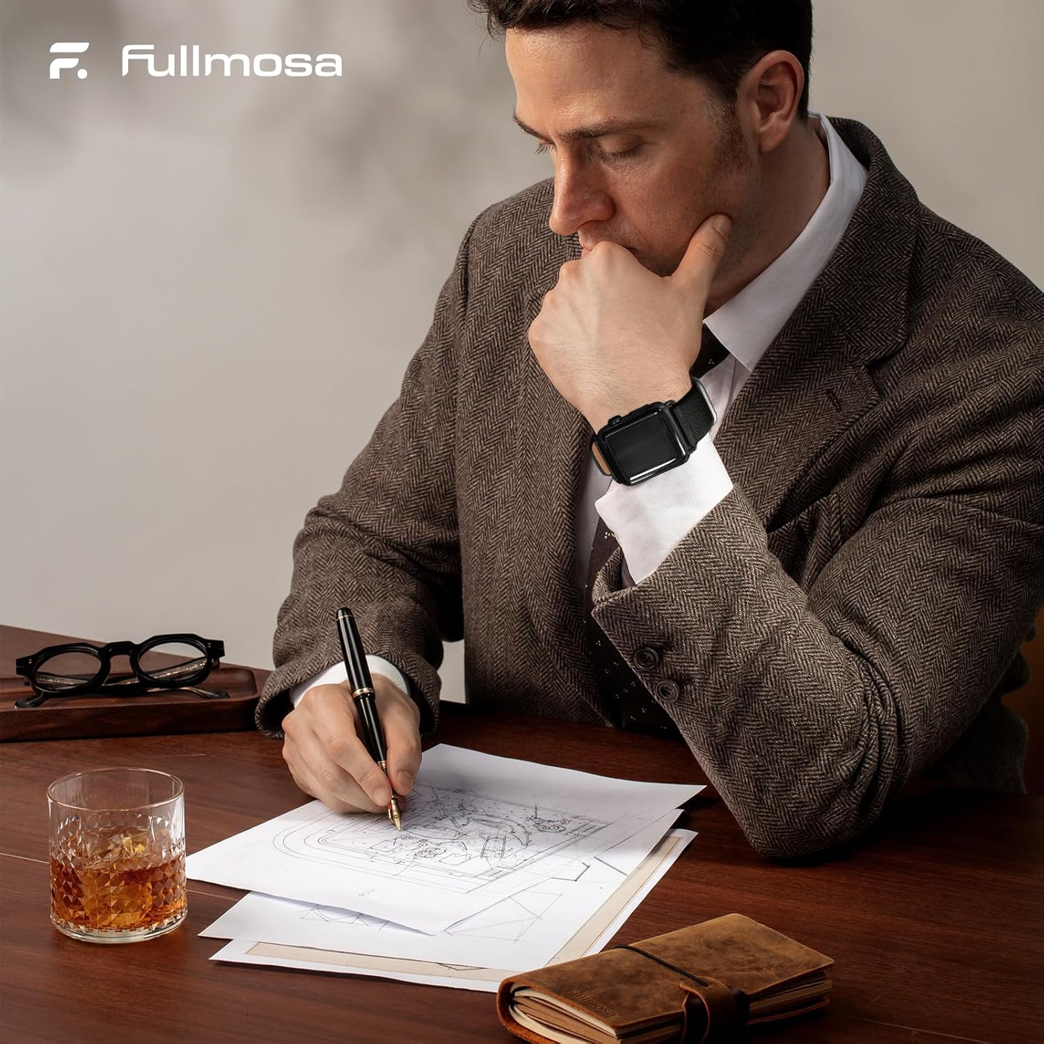 Fullmosa Compatible for Apple Watch Band 49Mm 46Mm 45Mm 44Mm 42Mm,Lychee-Textured Premium Real Leather Apple Watch Strap for Iwatch Ultra Se&Series 11 10 9 8 7 6 5 4 3 2 1, Black image number 3