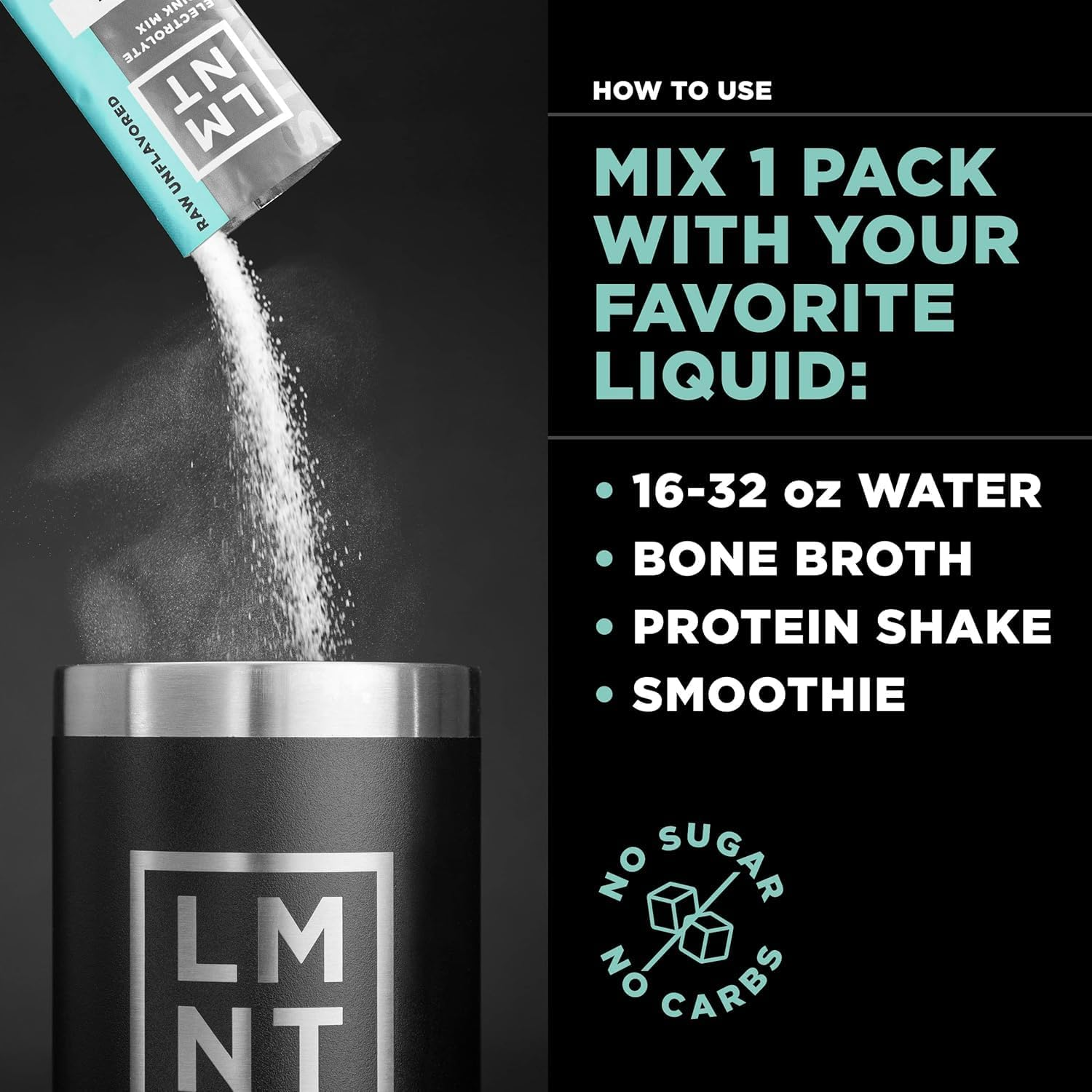 LMNT Zero Sugar Electrolytes - Raw Unflavored Salt | Drink Mix | 30-Count image number 4