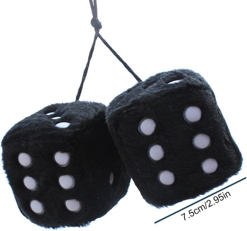 Dice Car Decorations | Square Car Pendant Plush Dice | Dice Car Decorations Car Dice Soft Fuzzy Decorative Vehicle Pendant Dice with White Dots - Pair Fuzzy Dice Retro Square Pochy - Yellow image number 5
