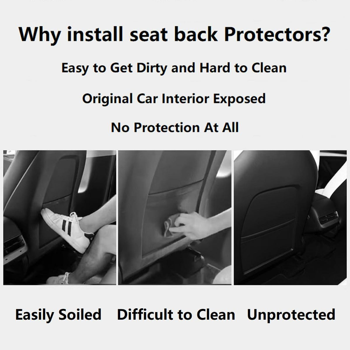 ANTETOKO Tesla Model 3/Y/S/X Leather Seat Back Protector,Wear-Resistant Backseat Kick Mats with Organizer Pocket,Waterproof Scratchproof Dirt-Resistant Protection - 2 PCS (Black) image number 1