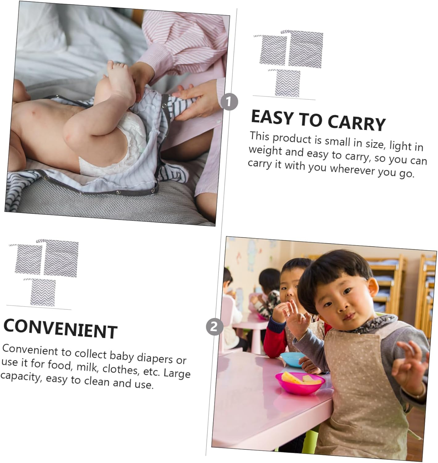 SECFOU 3Pcs Reusable Wet Bag Printed Diaper Bag for Travel Includes Diaper Wet Dry and Storage Pouch for Mom Accessories image number 5