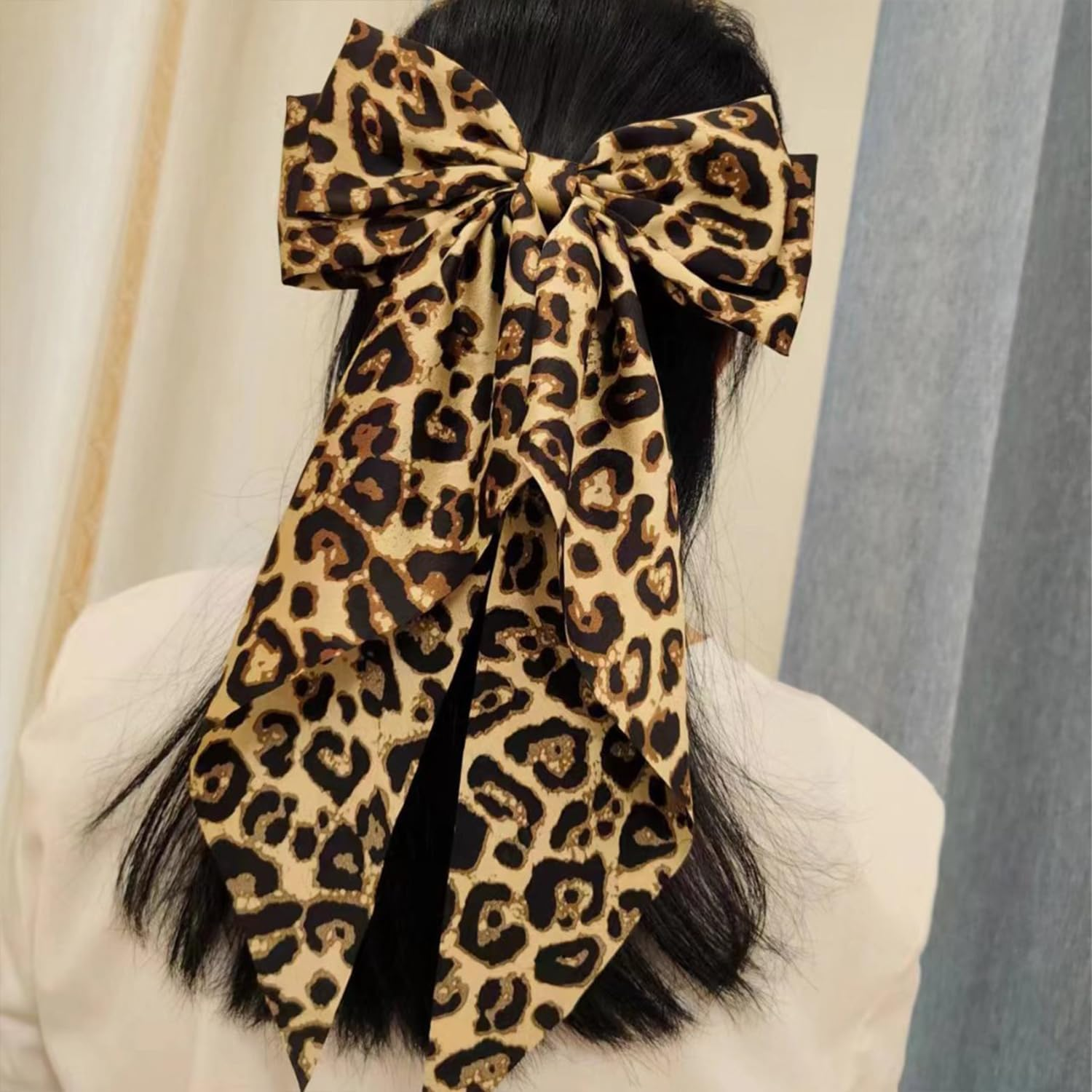 2 Pieces Leopard Print Retro Hair Clips with Bow Cosplay Hair Accessories Hair Accessories Hair Clips for Women image number 2