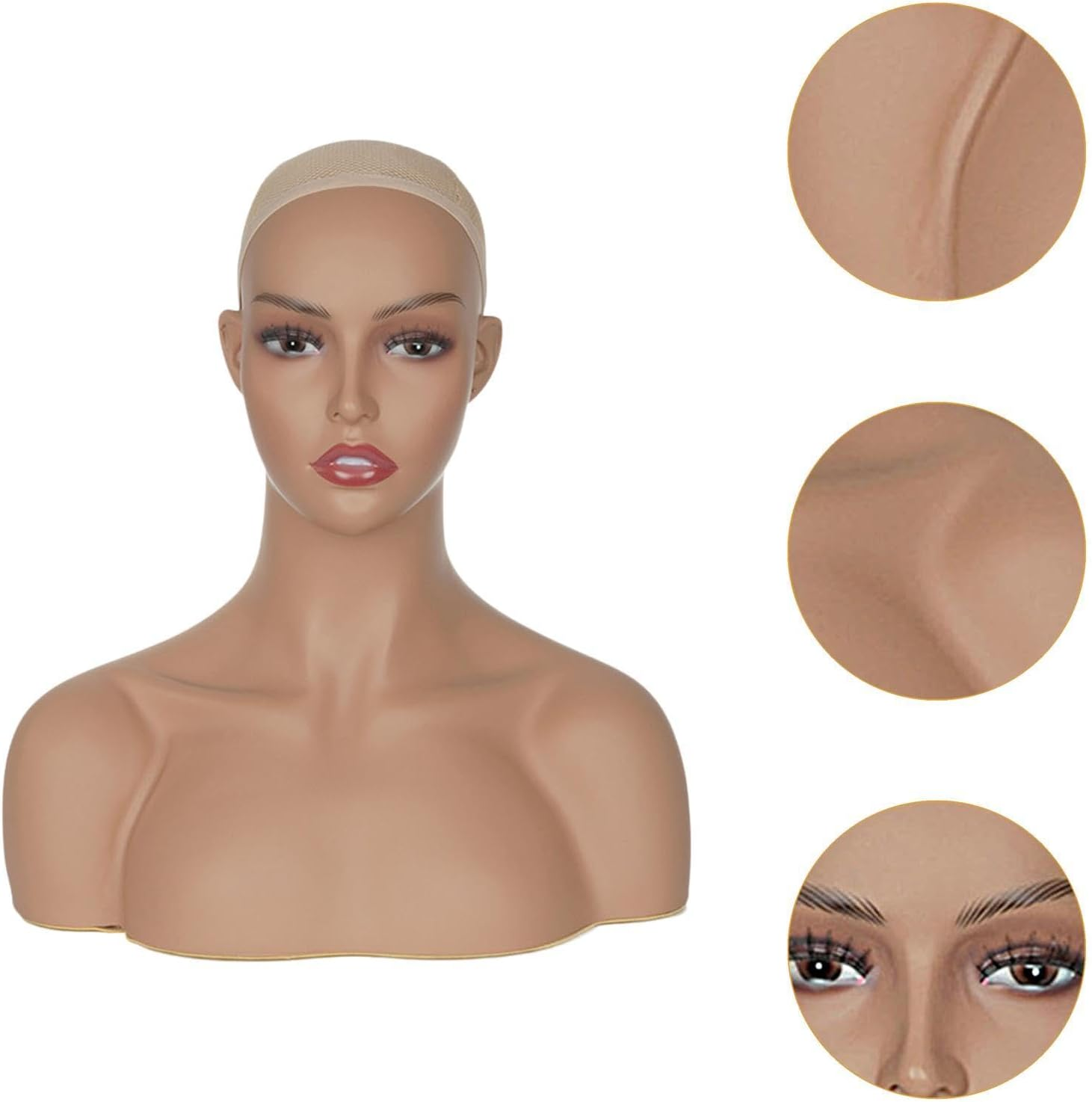 Eigell Realistic Mannequin Head Wig Showing Stand Professional Wig Holder Wig Head for Hat Necklace Beauty Accessories Scarves image number 6