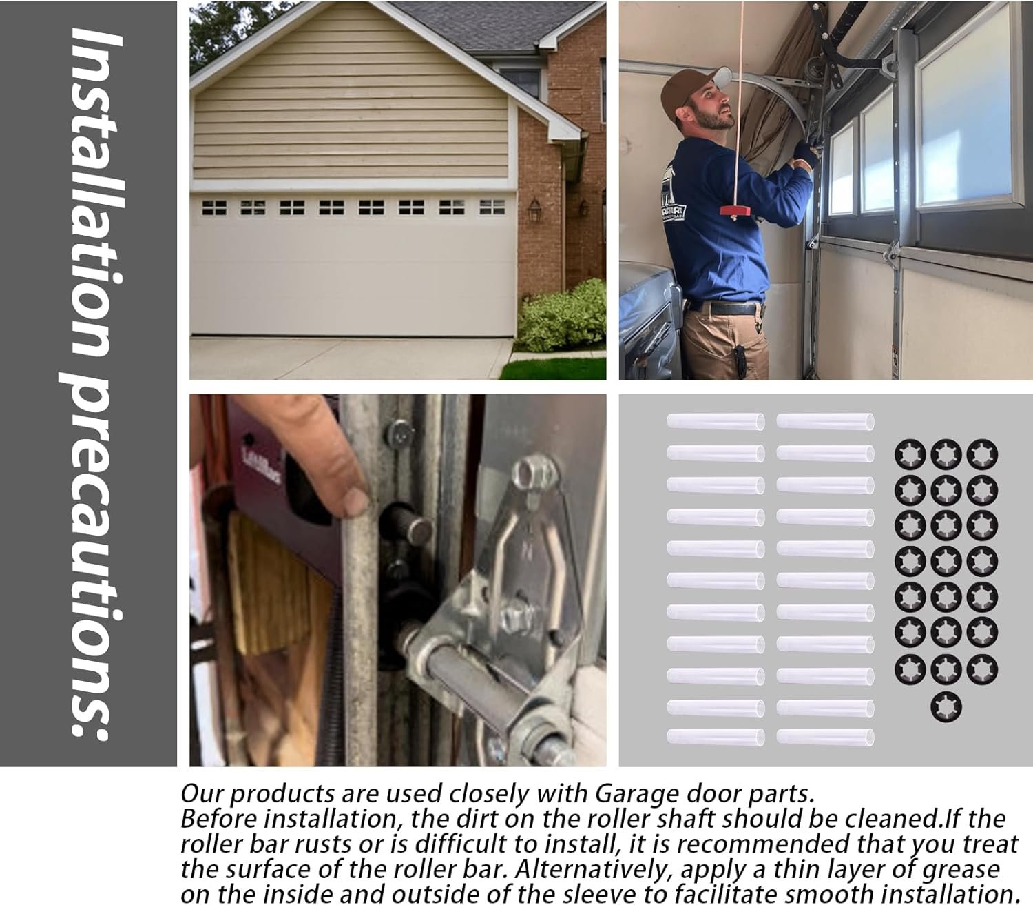 22Pcs Garage Door Quiet Hinge Sleeves Shaft Gaskets Compatible with New Rollers or Rollers with Clean Stems (Id-11Mm; Od-11.90Mm; L-80Mm) image number 4