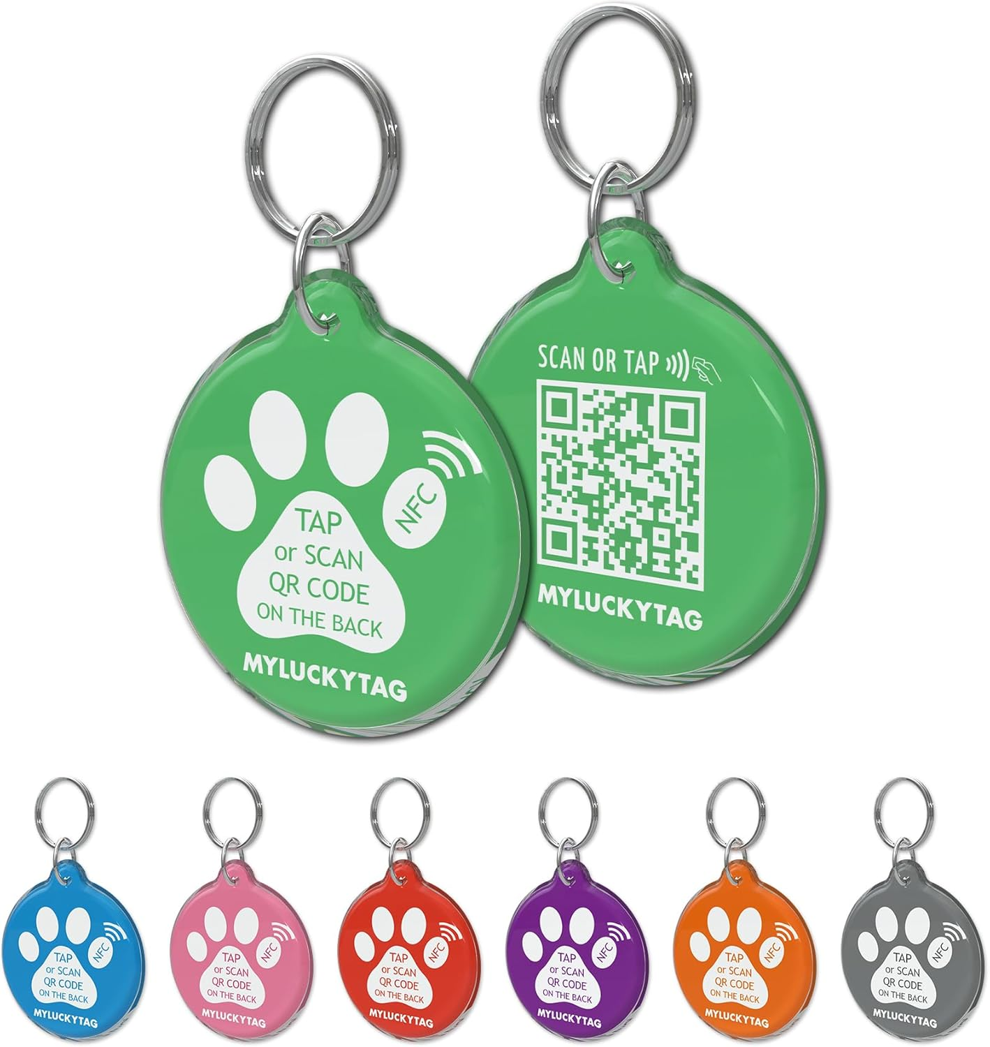 MYLUCKYTAG NFC & QR Code Smart Pet ID Tag Personalized Dog Cat Tag, Online Pet Profile, Pet Location Alert Email