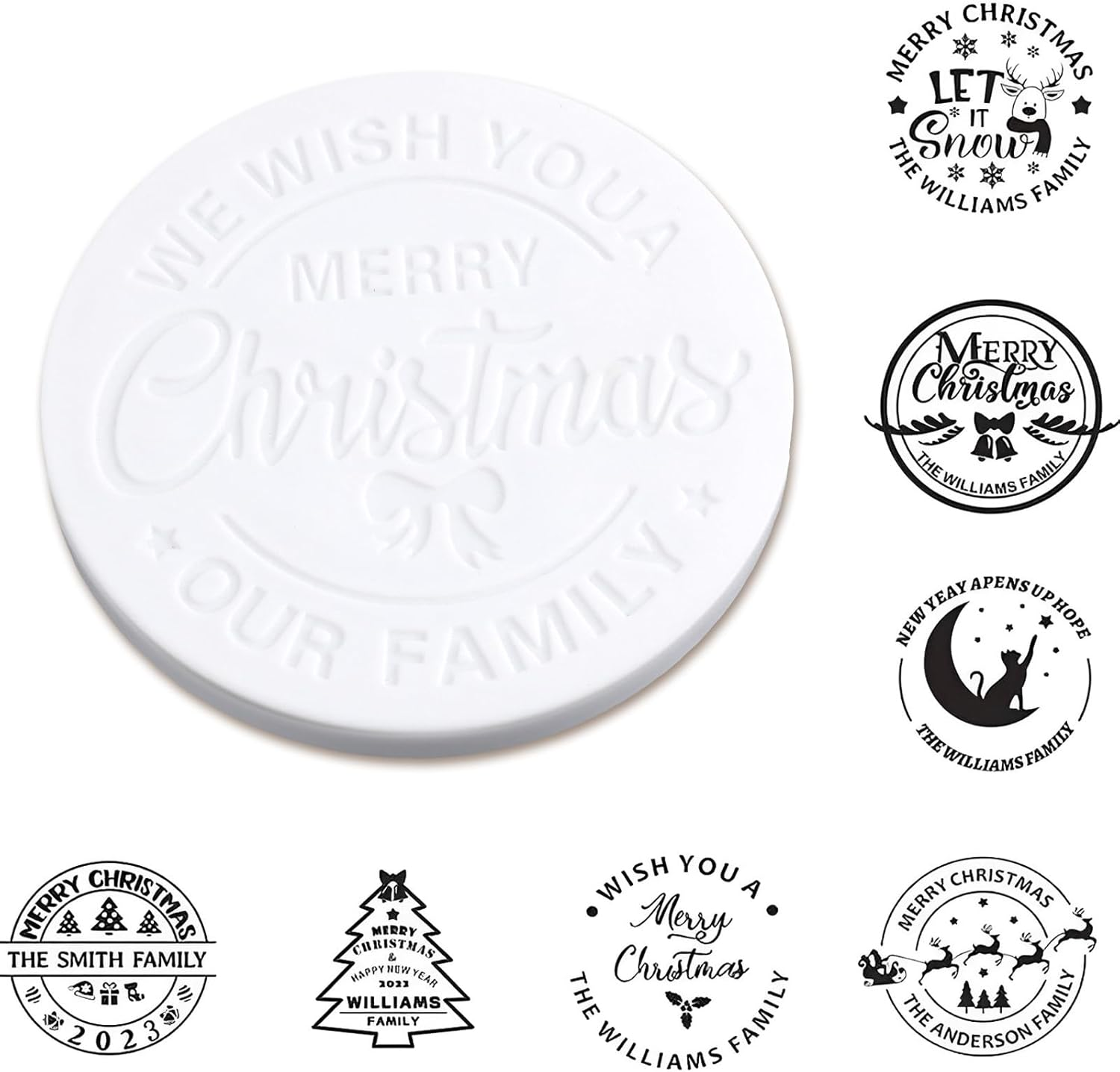Christmas Cookie Stamp, Christmas Cookie Mold with Unique 3D Raised Design, Merry Christmas Stamp, Suitable for Fondant round Cookie Baking Stamp Cupcake Topper Biscuit Cutter