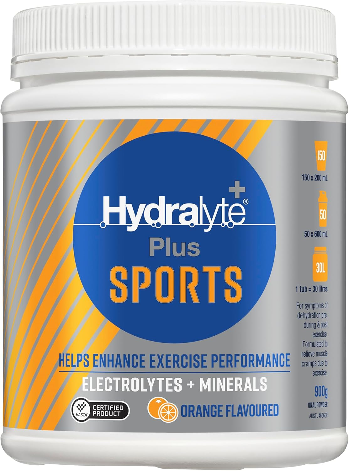 Hydralyte plus Sports Orange Flavoured Powder 900G image number 5