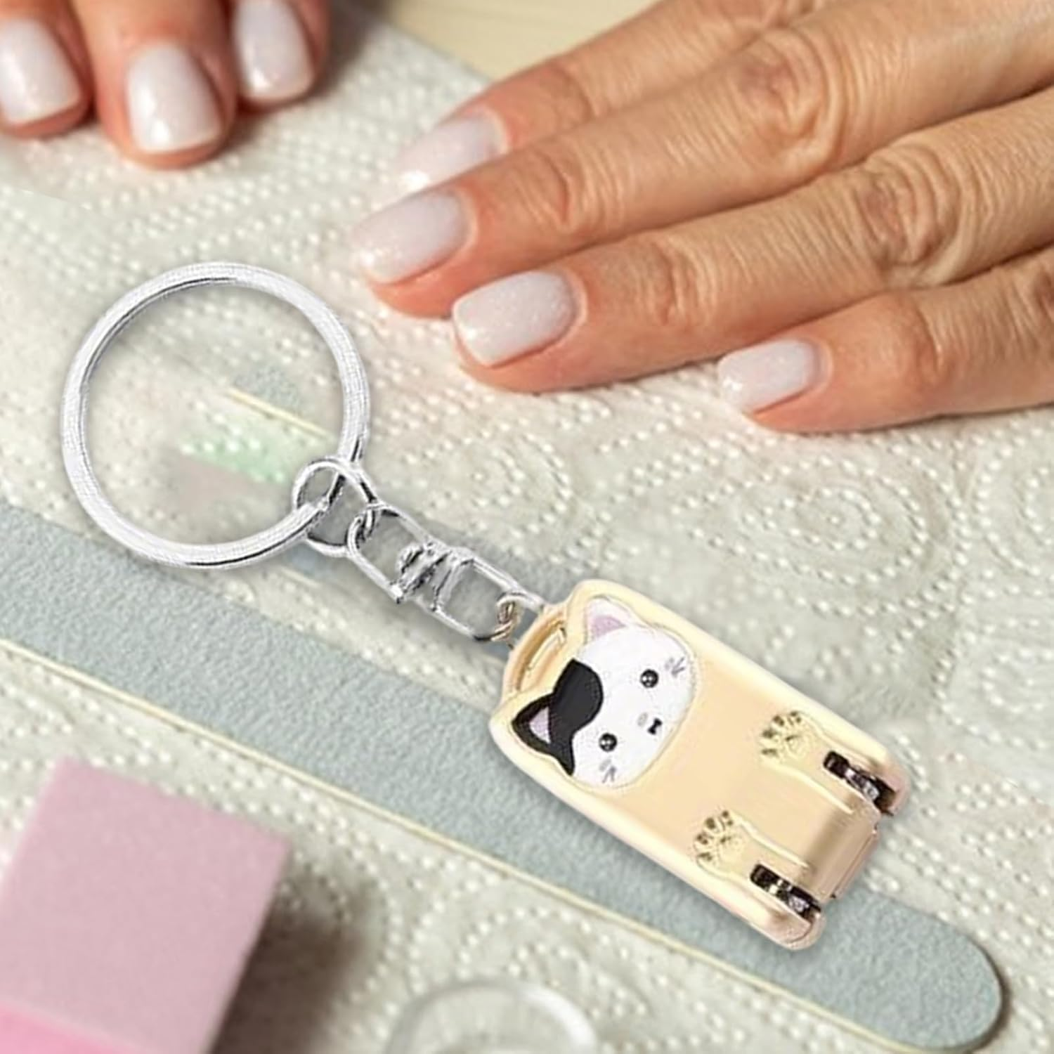 YNPQTDS Toenail Clippers,Portable Cat Keychain Nail Clippers | Non-Slip Pedicure Tools for Fingernails Toenails Daily Home Office Car Travel Trips Outdoor Purse Keyring Women Kids image number 6