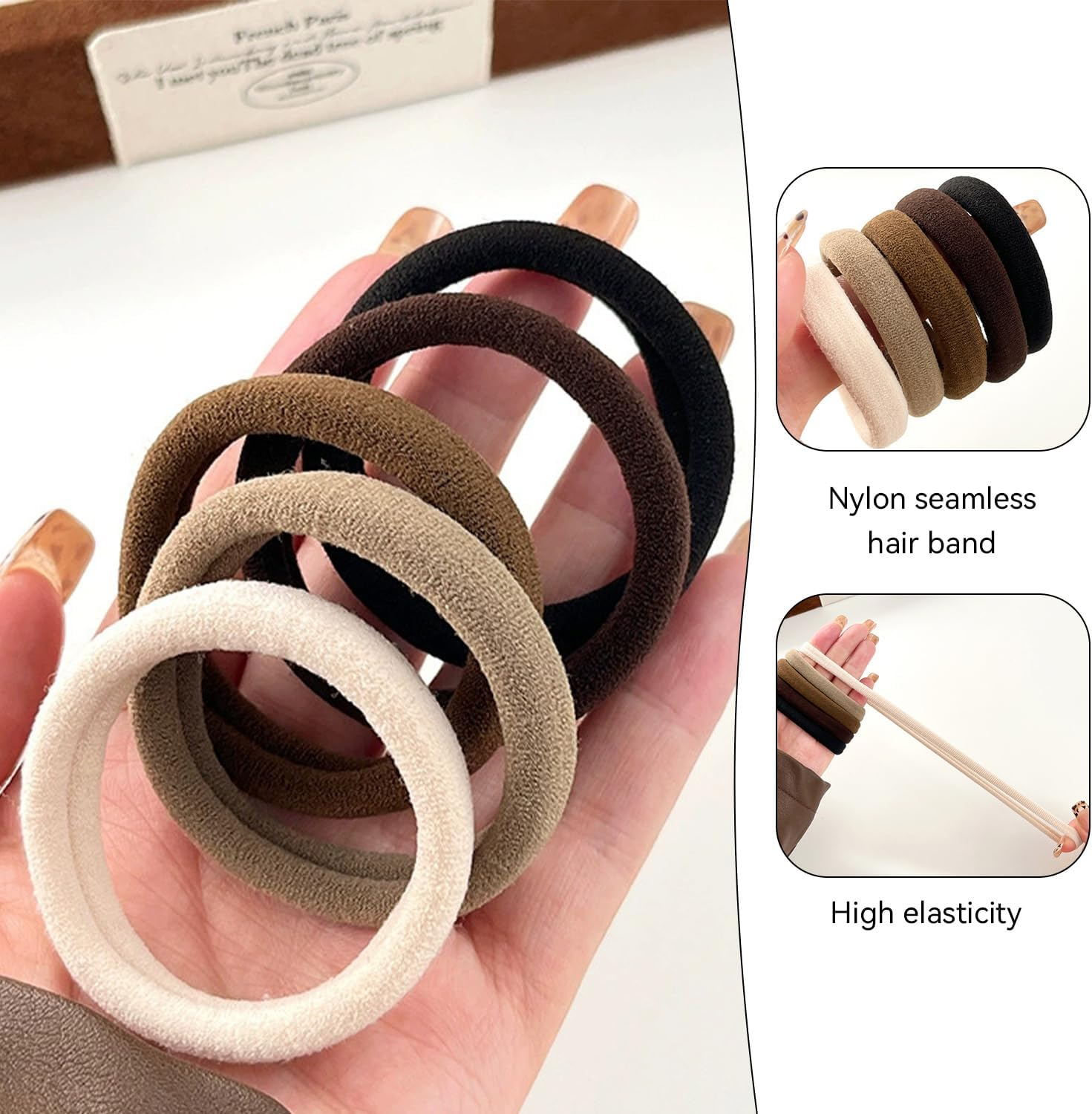 Pack of 15 Hair Ropes, Simple Elastic Hair Band, Ponytail Fix Rope, All Same Braided Hair Accessories, Hair Wrapping Tools for Girls image number 5