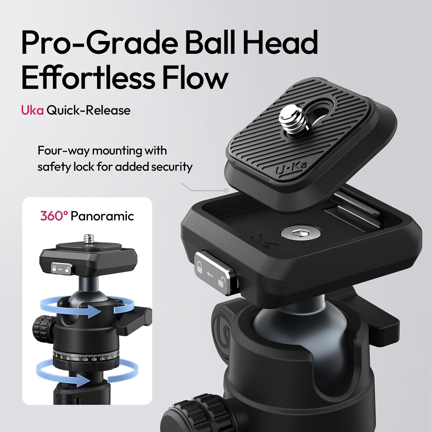 ULANZI TT59 Horizontal Overhead Camera Tripod, 175CM/68.9" Foldable Travel Tripod, Professional Photography Tripod Stand with Uka Quick Release Ball Head for Mirrorless Camera/Dslr/Camcorder