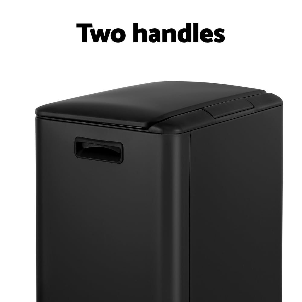 Cefito Pedal Bins Rubbish Bin Dual Compartment Waste Recycle Dustbins 40L Black image number 1