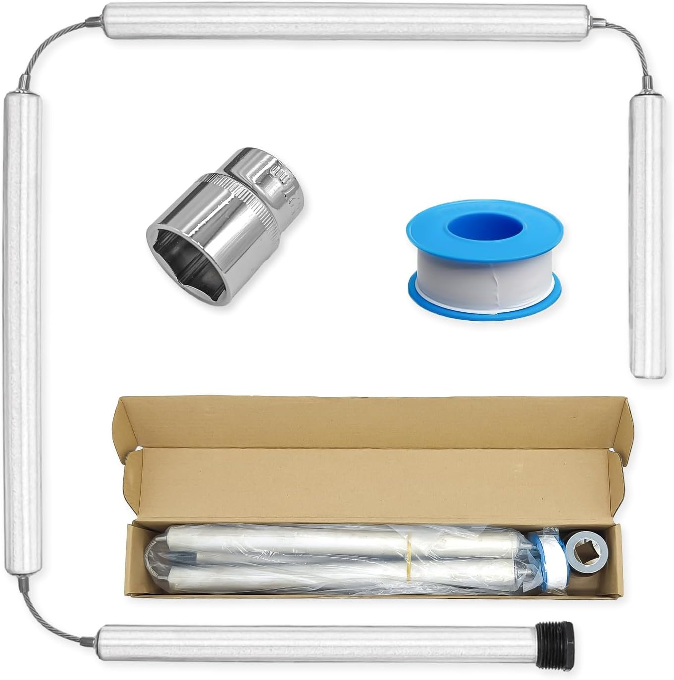 Soclim Magnesium Anode Rod for Water Heater, 44 Inch Flexible Hot Water Anode Replacement Kit for Rheem, Reliance, Richmond, Kenmore, GE, State and More image number 2