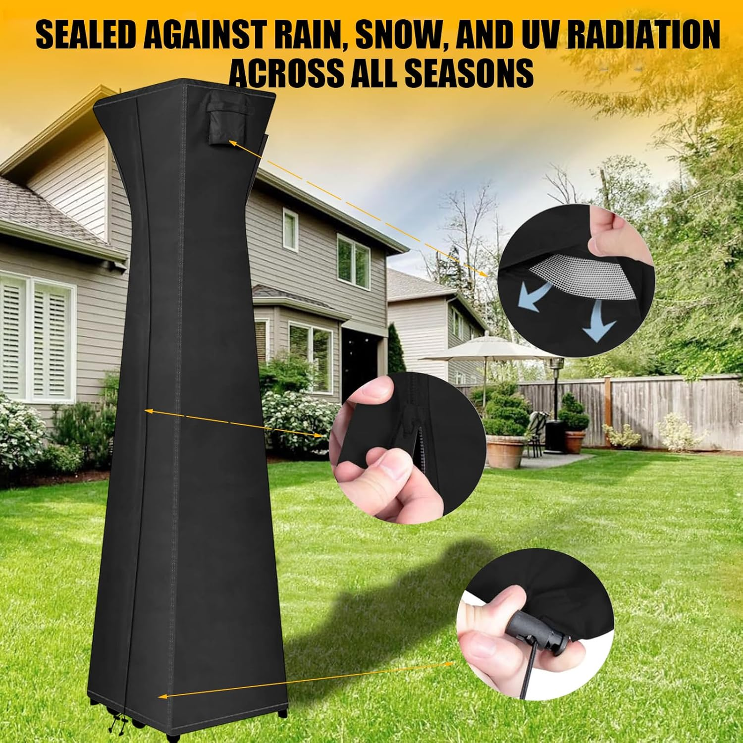 Pyramid Patio Heater Cover - Waterproof Uv-Resistant Protector with Zipper - Stand up Pyramid Heater Cover - for Lawn Deck Backyard Garden Yard image number 1