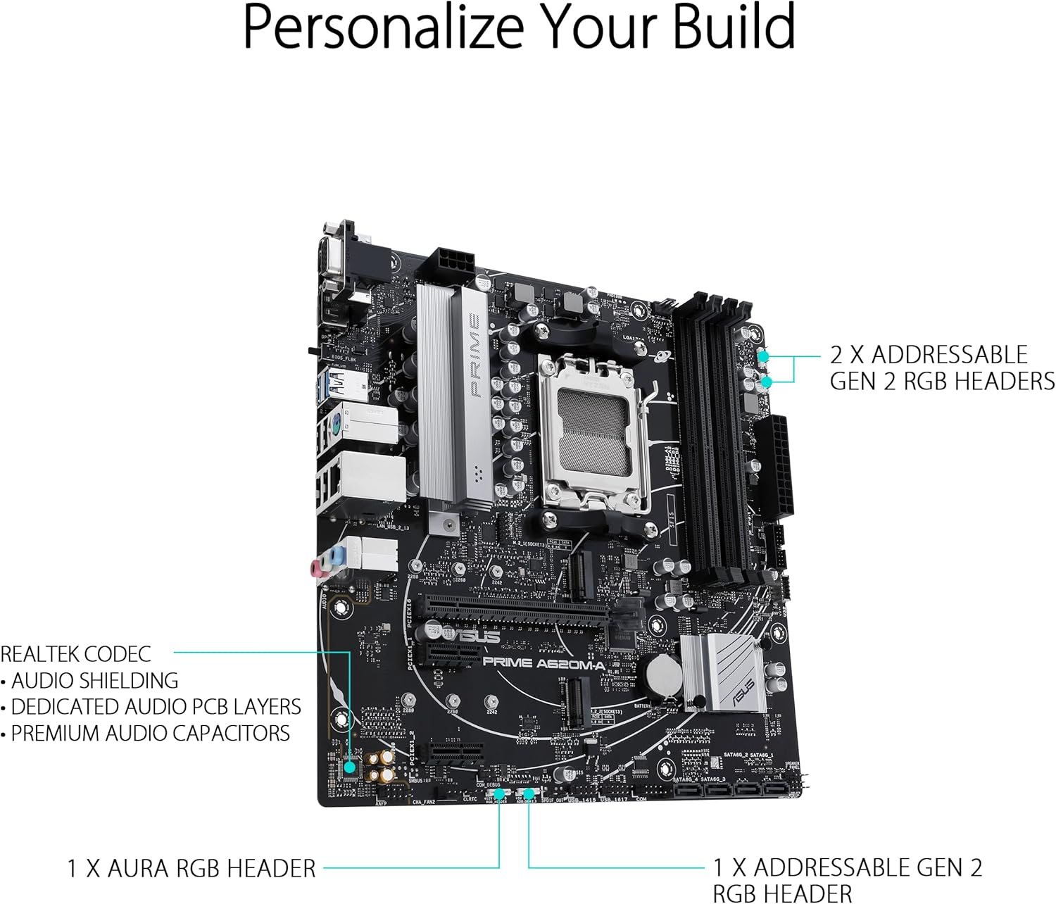 ASUS Prime A620M-A-CSM AMD Am5(Ryzen 7000) Matx Commercial Motherboard (Pcie 4.0, Ddr5,2Xm.2 Slots, 1Gb Lan,Displayport/Hdmi,Usb 3.2 Gen 1 Ports, Front USB Type-C, BIOS Flashback, RGB Header,Acce) image number 5