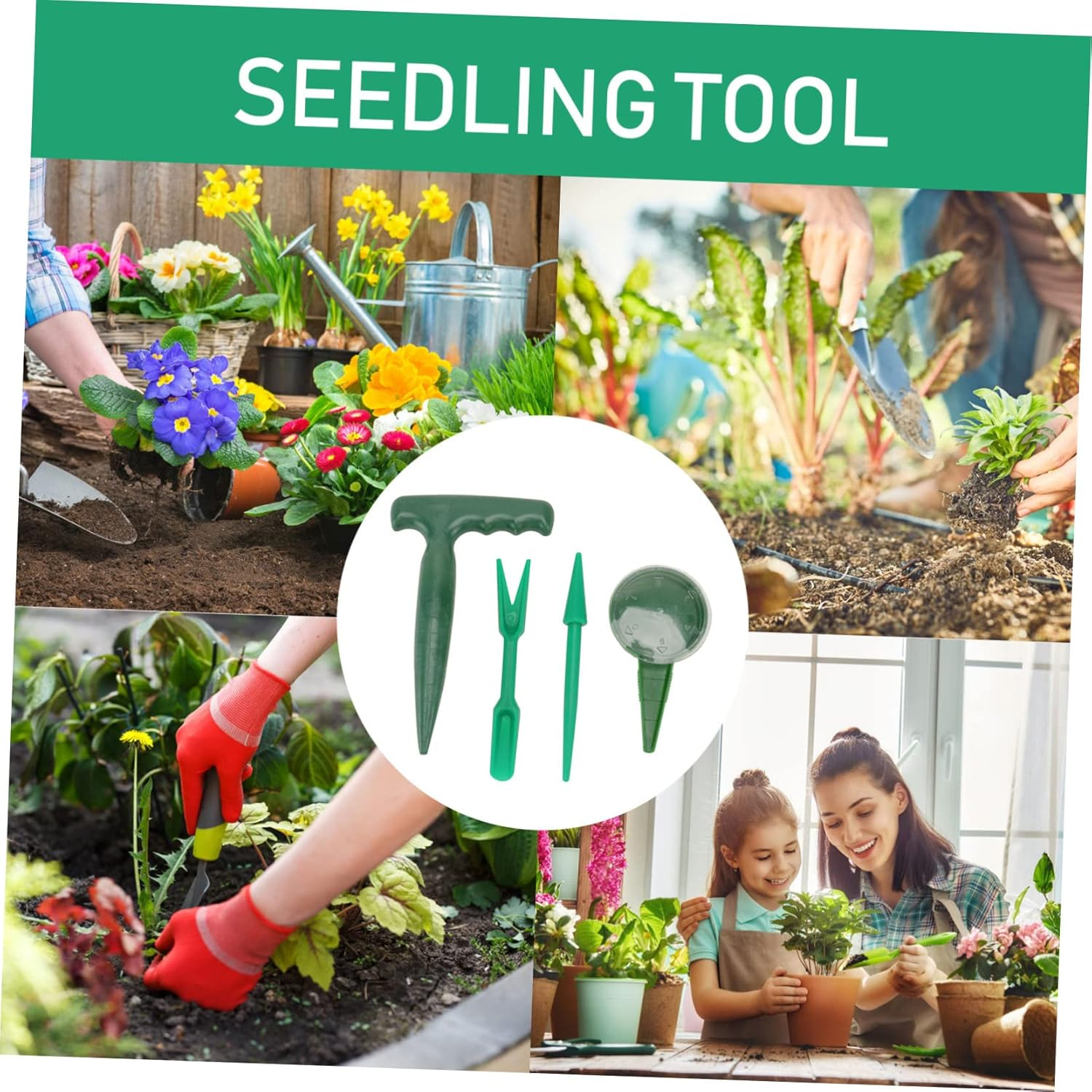 Yardwe Garden Tools Kit Seedling Dibber Shovel and Transplanter Plastic Gardening Tools for Easy Planting image number 3