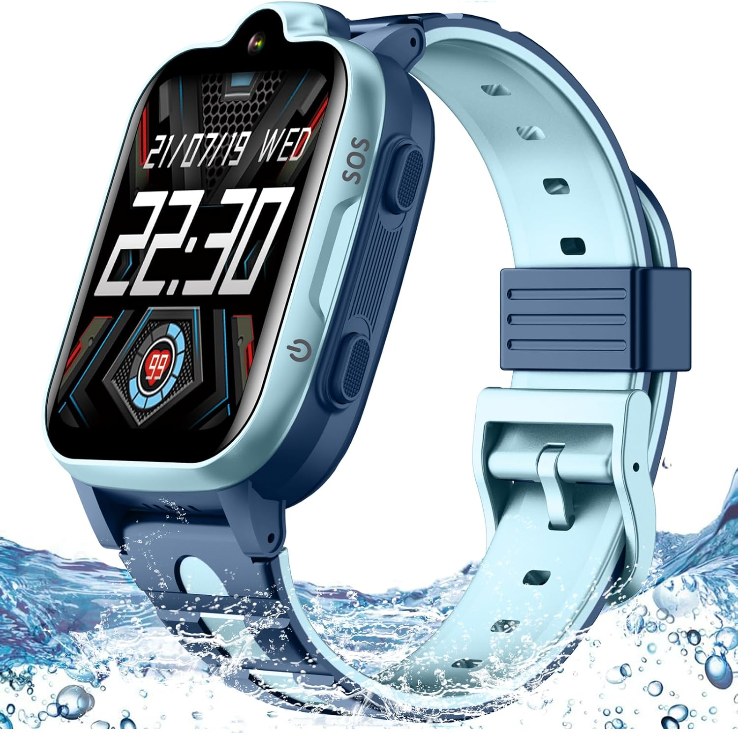 Kids 4G GPS Whatsapp Smart Watch Phone with Real-Time Tracker Waterproof Smartwatch Video Call Camera SOS Geo-Fence Touch Screen Pedometer Anti-Lost Tiktok for 3-15 Boys Girls Global Phone Watch