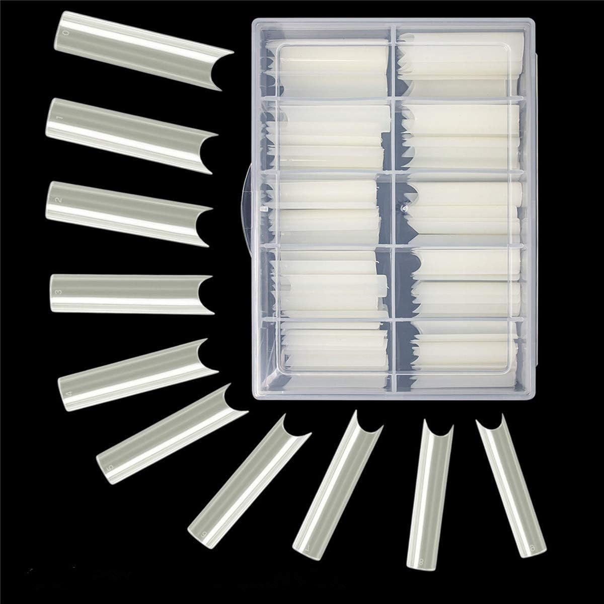 Yimart Long C Curved False Nail Tips - C Curved Nail Tips - Long C Curve False Nails - 200Pcs XL C Curve Fake Nails Premium Square French Acrylic Nail Tips (Natural with Box) image number 3