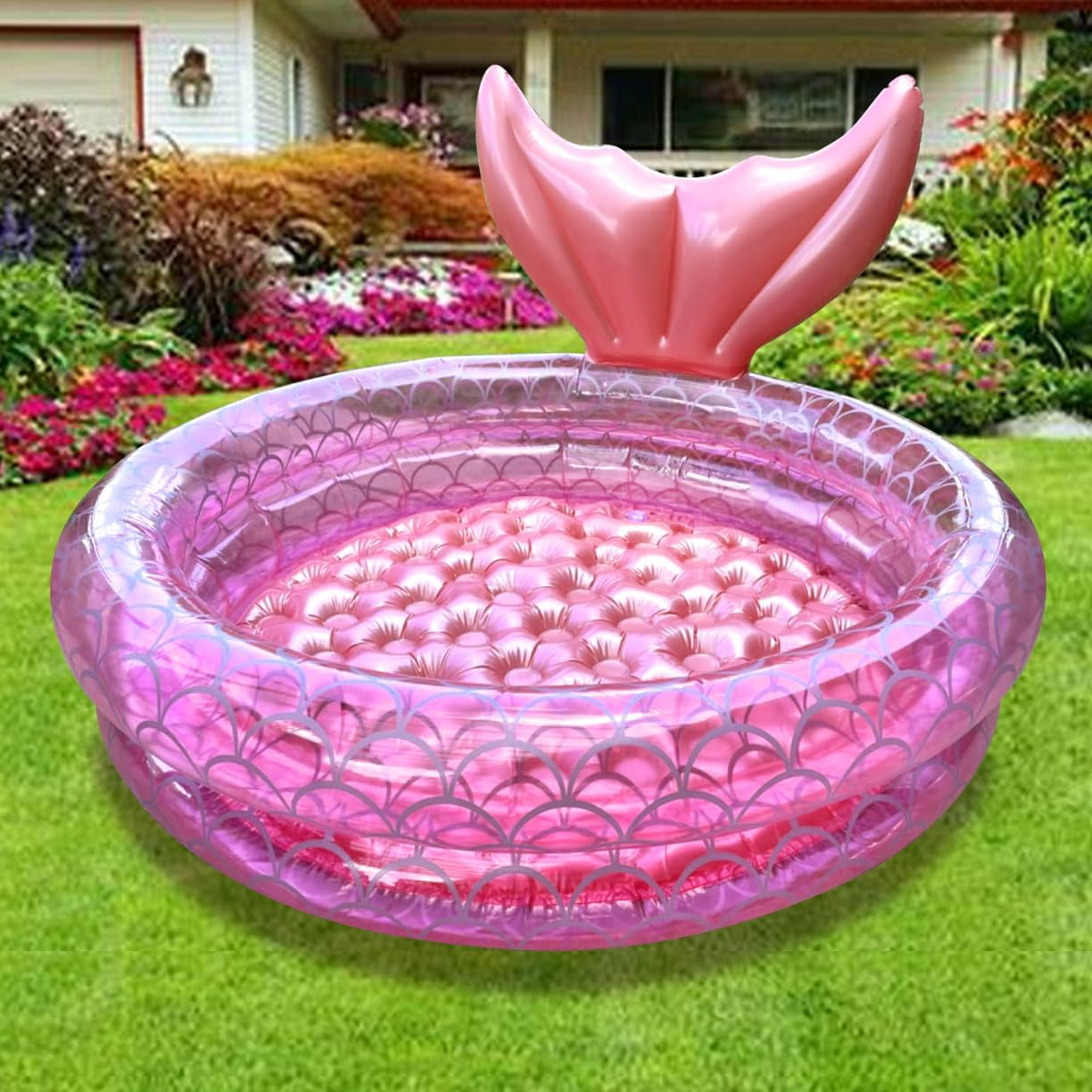Inflatable Backyard Kiddie Pools Mermaid, Garden round Swimming Pool for Kids, Kiddie Paddling Pool Indoor&Outdoor Toddler Water Game Play Center in Summer (47 Inch) image number 5