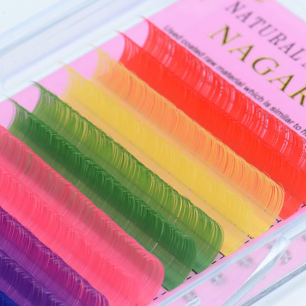 NAGARAKU Colored Eyelash Extensions 8 Colors Rainbow 0.07Mm D Curl 10Mm Purple Blue Pink Brown Individual Lashes Soft Natural Professional Salon Supplies image number 3