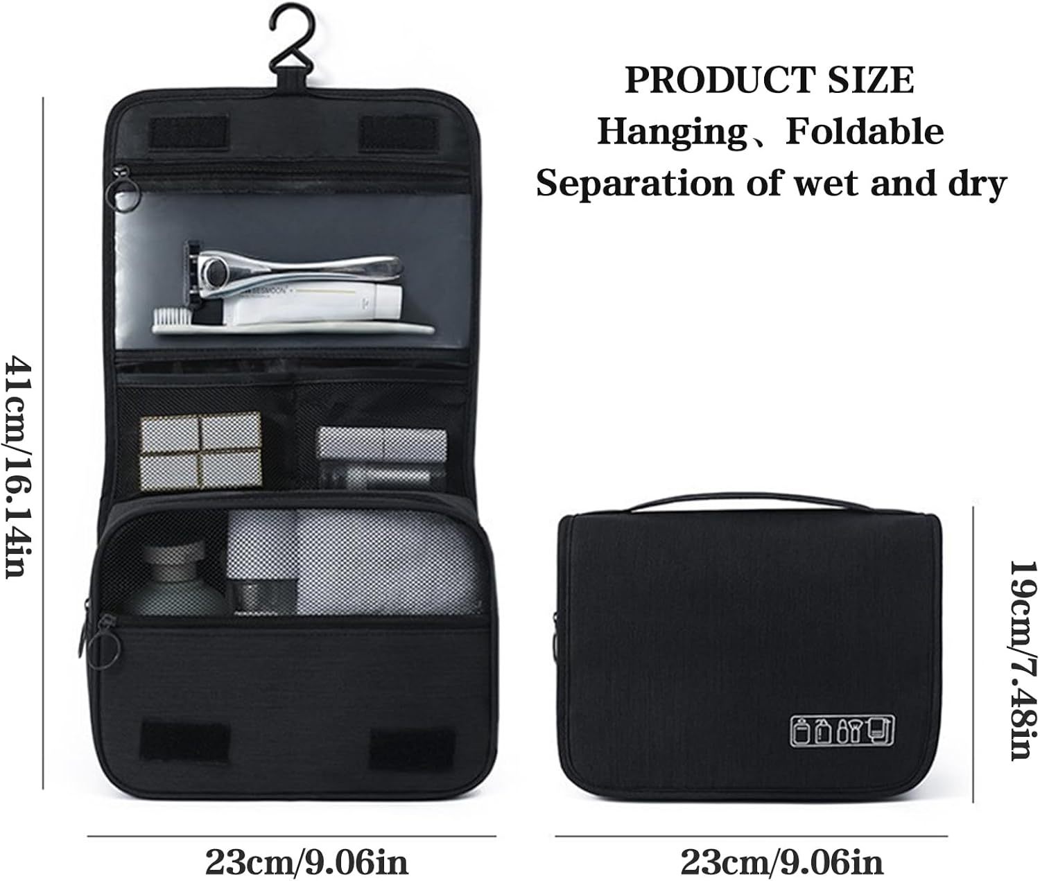 Viiotu Hanging Toiletry Bag Foldable, Travel Toiletry Bag with Hook &ndash; Waterproof Makeup Bag Organizer, 4-Layer Portable Toiletries Bag for Travel Essentials (Black) image number 4