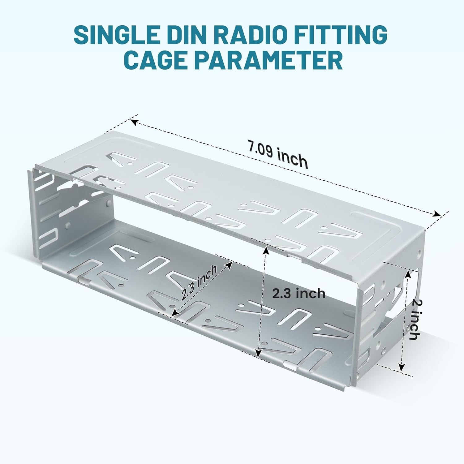 Nuith Universal Single Din Stereo Radio Replacement Fitting Cage Kit, 1 Din Installation Kit, Metal Single Din Radio Mount Cage Bracket image number 1