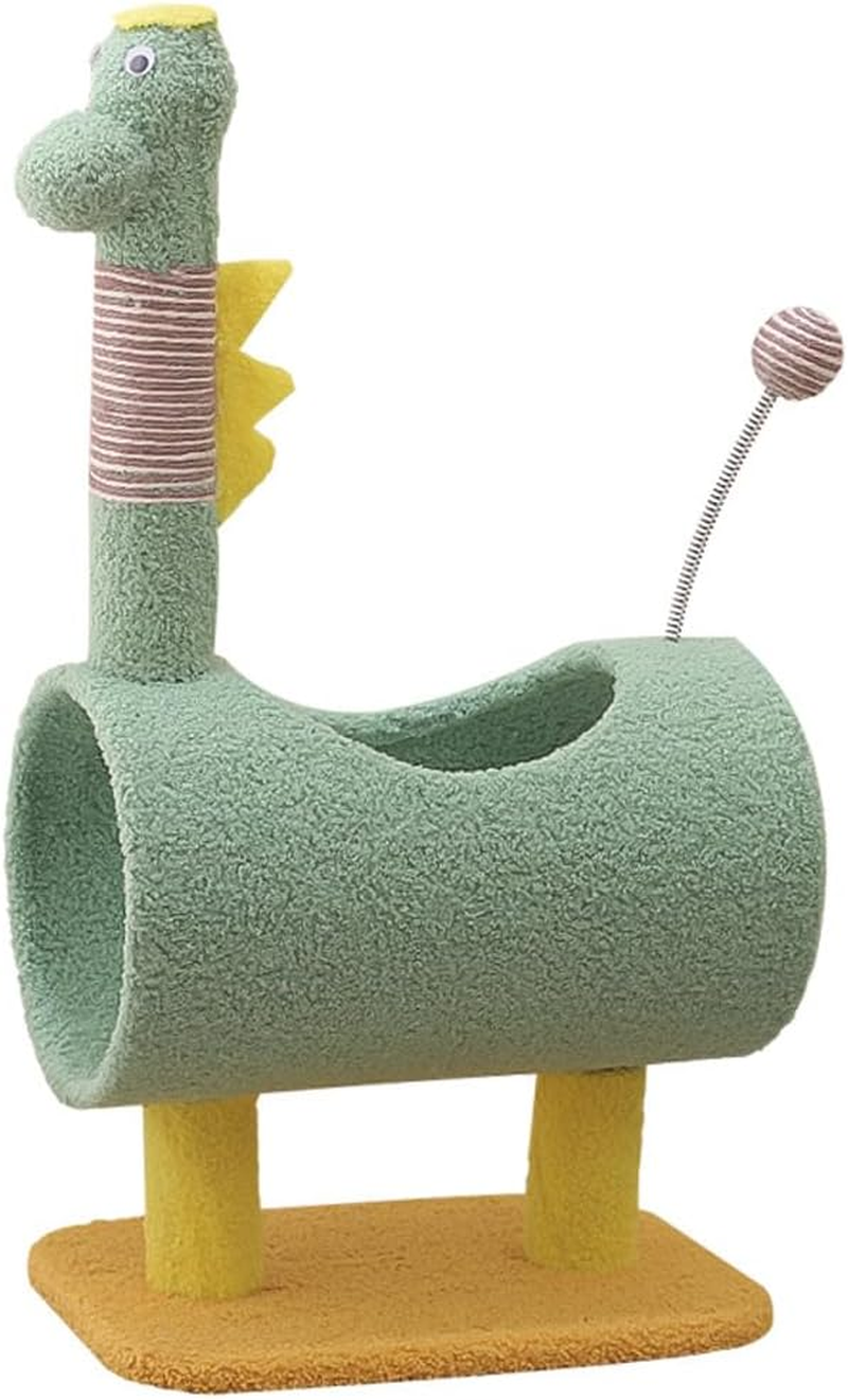 AIMALL Cat Climbing Frame with Sisal Scratch Column, Duck and Dinosaur Shapes, 25.6" Height, Sturdy and Wear-Resistant Jumping Platform for Indoor Cats