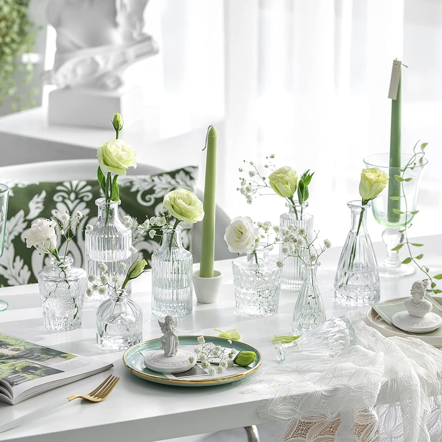 Glass Bud Vase Set of 25, Mini Clear Bud Vase for Centerpieces in Bulk, Small Vintage Flower Vases for Weddings Parties Home Table Decorative image number 6