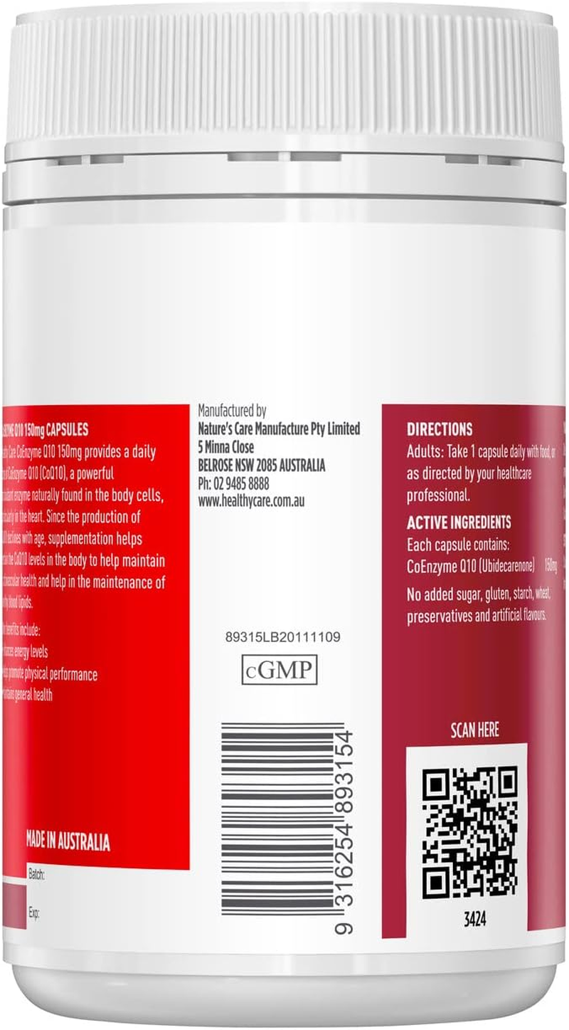 Healthy Care Coenzyme Q10 150Mg - 100 Capsules, Red | Supports Heart Health image number 3