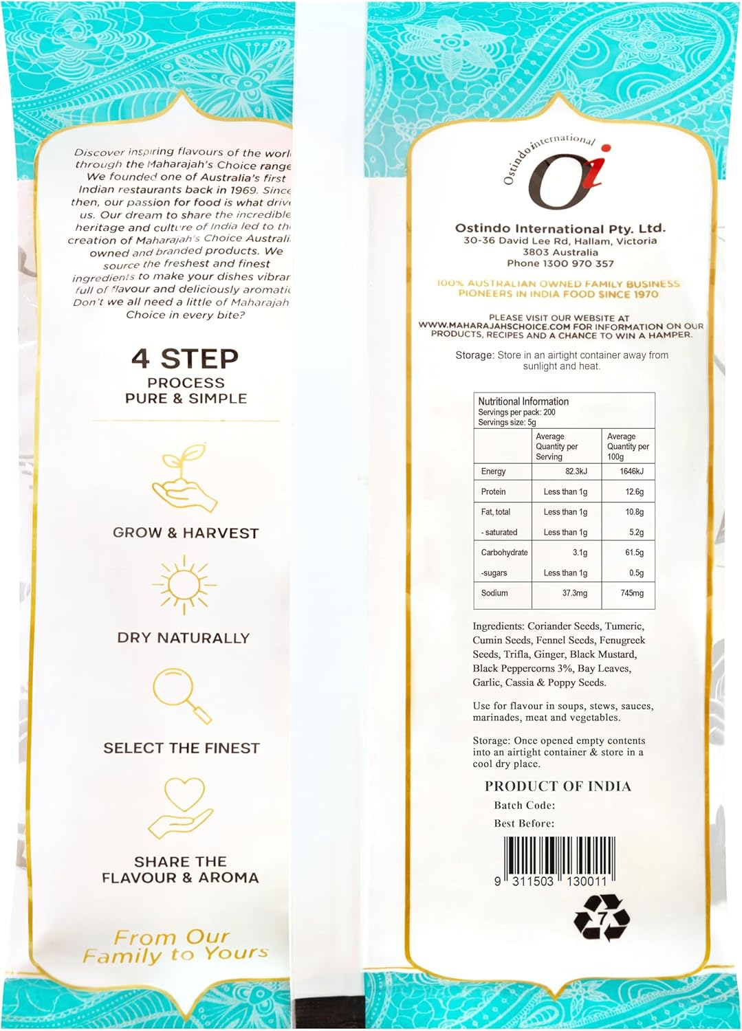 Maharajah'S Choice Standard Curry Powder, 1 Kg image number 3