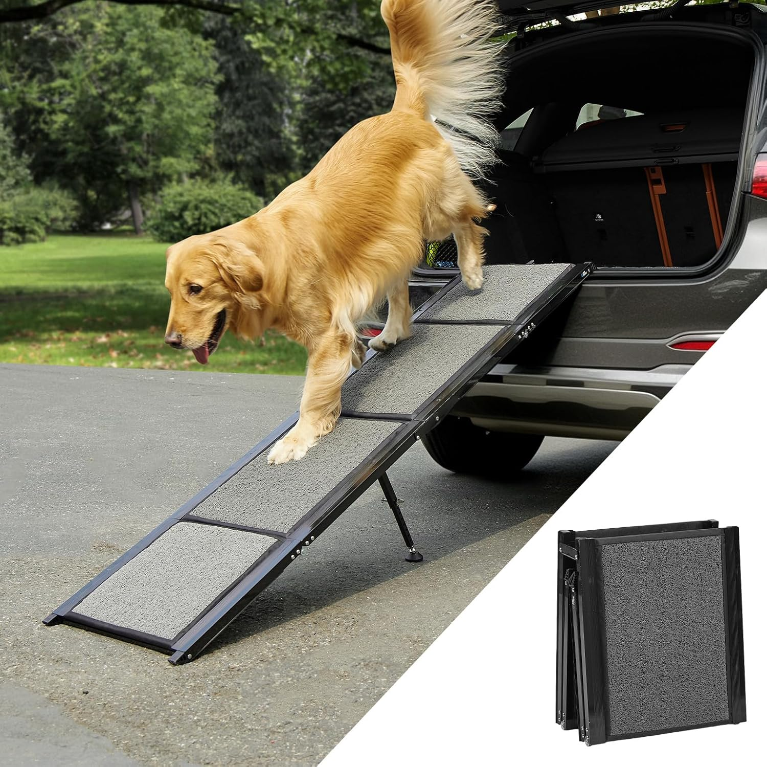 JOYTUTUS 180Cm Foldable Dog Ramps Large Dogs, Pet Ramp for Car with Textured Mat, Portable Pet Steps for Medium & Large Dog up to 90Kg Get into Cars Suvs Trucks image number 5