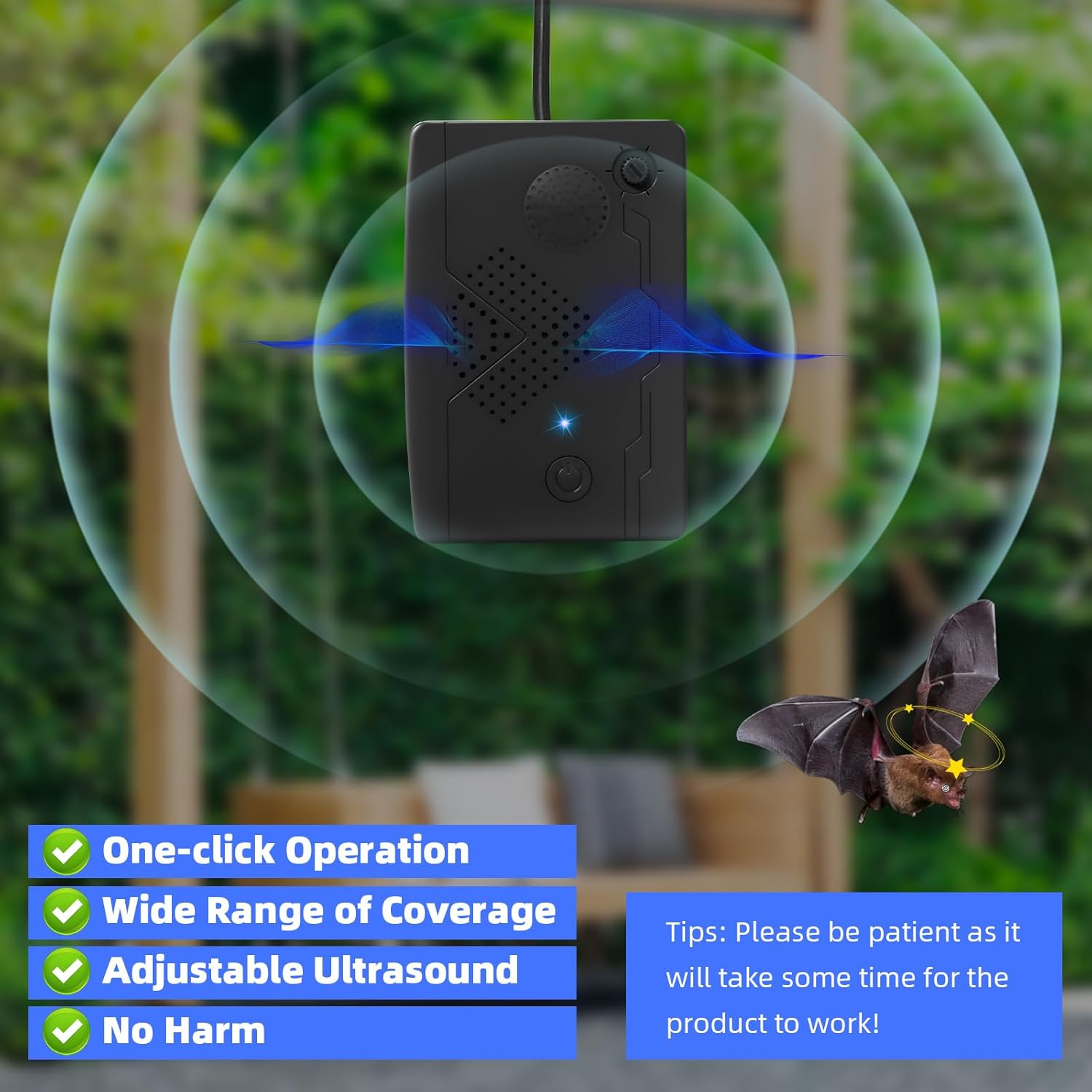 2Pack Ultrasonic Bat Repellent Outdoor for Attic,Bat Deterrent Devices Getting Rid of Bats,Bat Repellent Ultrasonic Indoor to Keep Bats Away from Porch,Upgraded Rechargeable Bat Repellent Outdoor image number 6