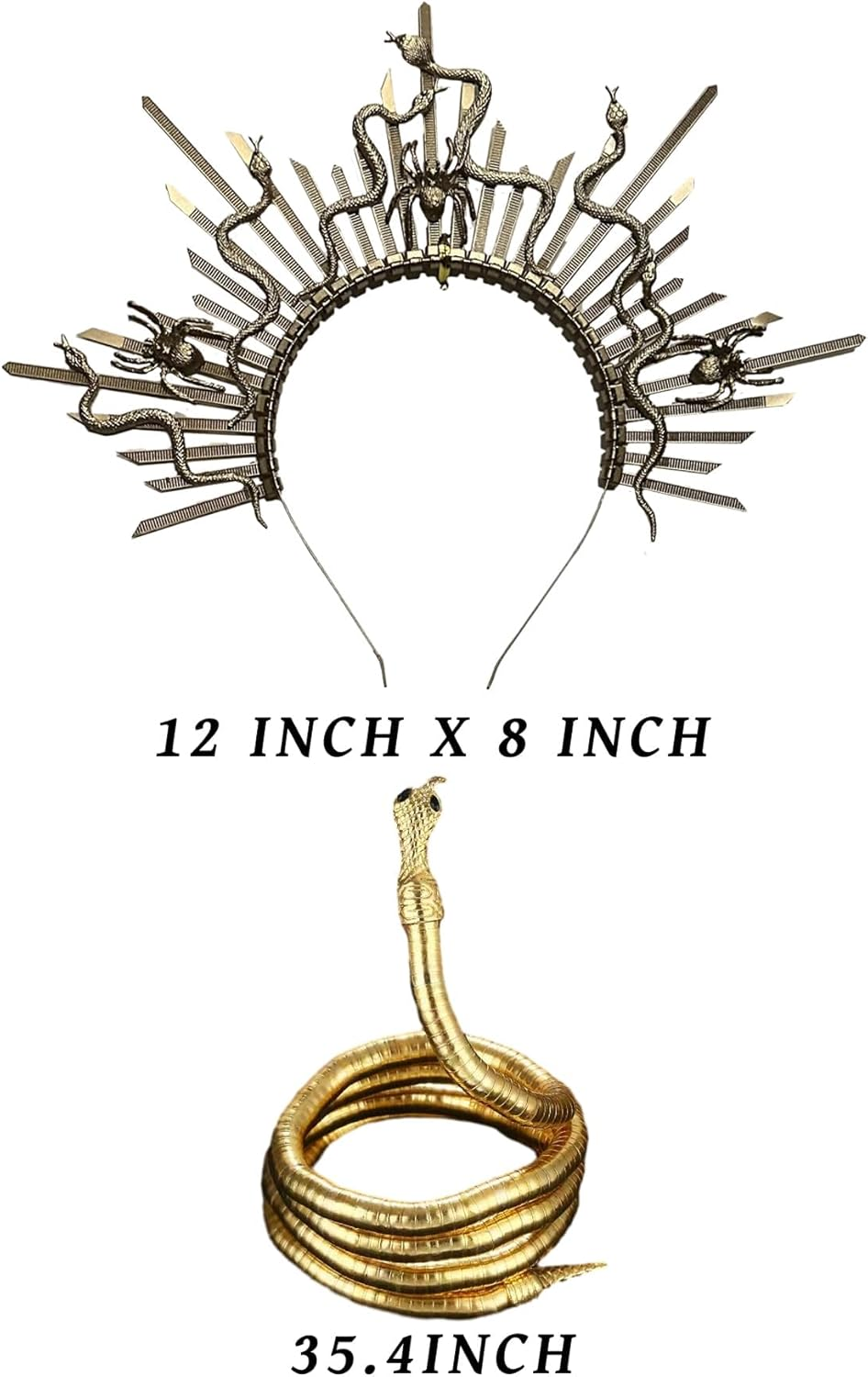 Jevenis Punk Medusa Headpiece Medusa Crown Punk Snake Headband Medusa Costume Accessories Goddess Costume image number 6