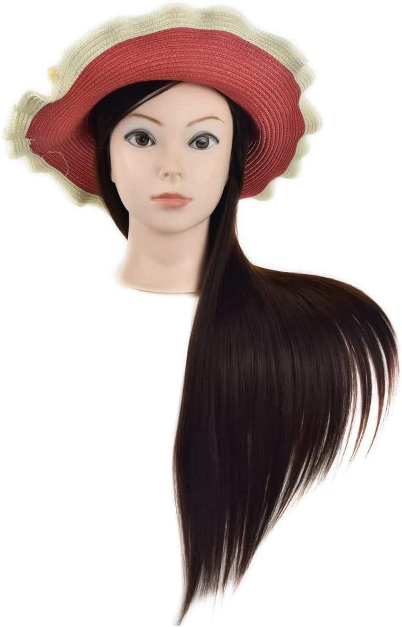 26" Hair Styling Training Head Cosmetology Mannequin Head Hairdressing Training Head Manikin Doll Head Synthetic Fiber Hair with Free Clamp image number 5