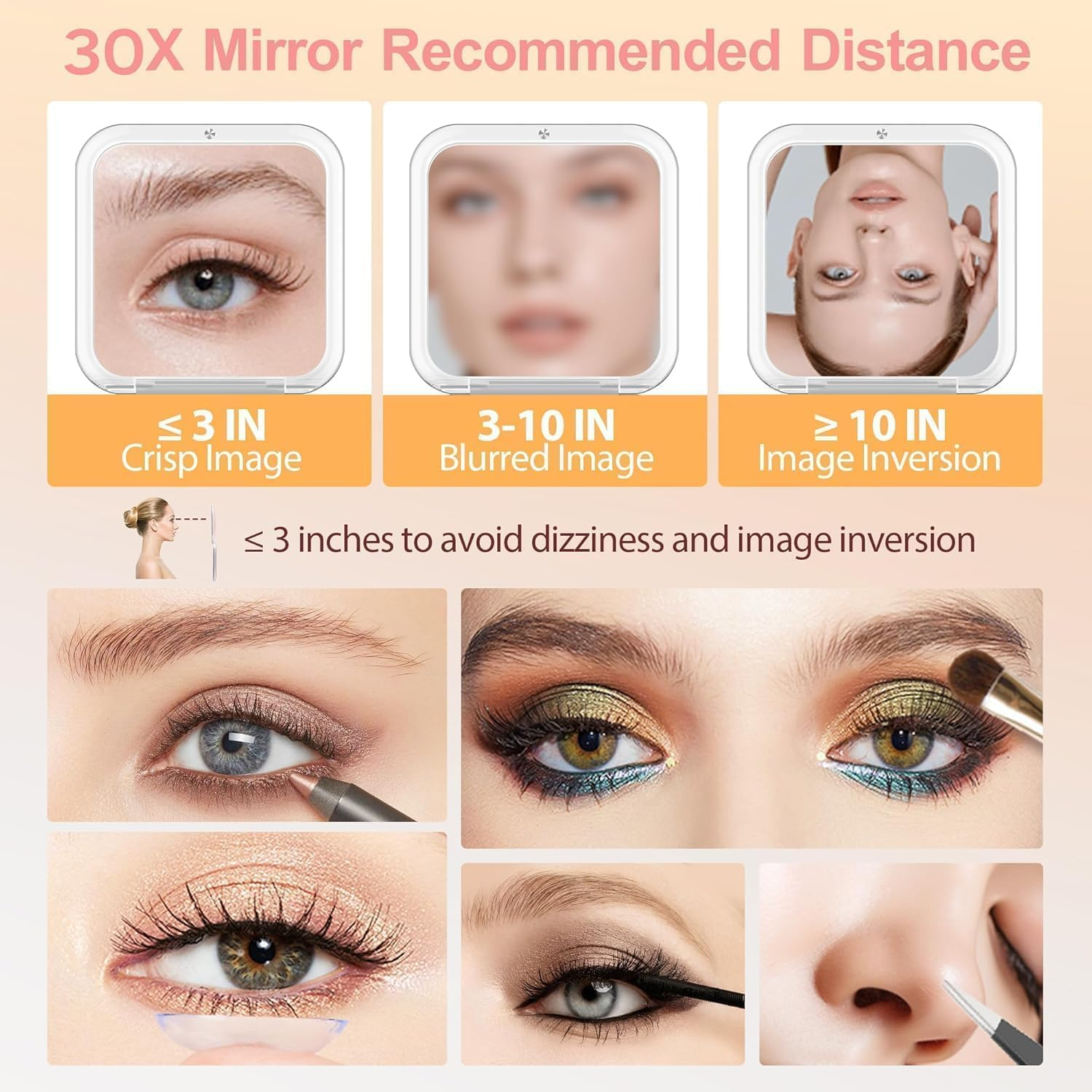 Travel Essentials,Compact Mirror, 30X Magnifying Mirror for Purses Shower, Small Makeup Mirror with 1X/30X Magnification, Portable Travel Mirror for Women, (Rose Gold) - Rose Gold image number 6